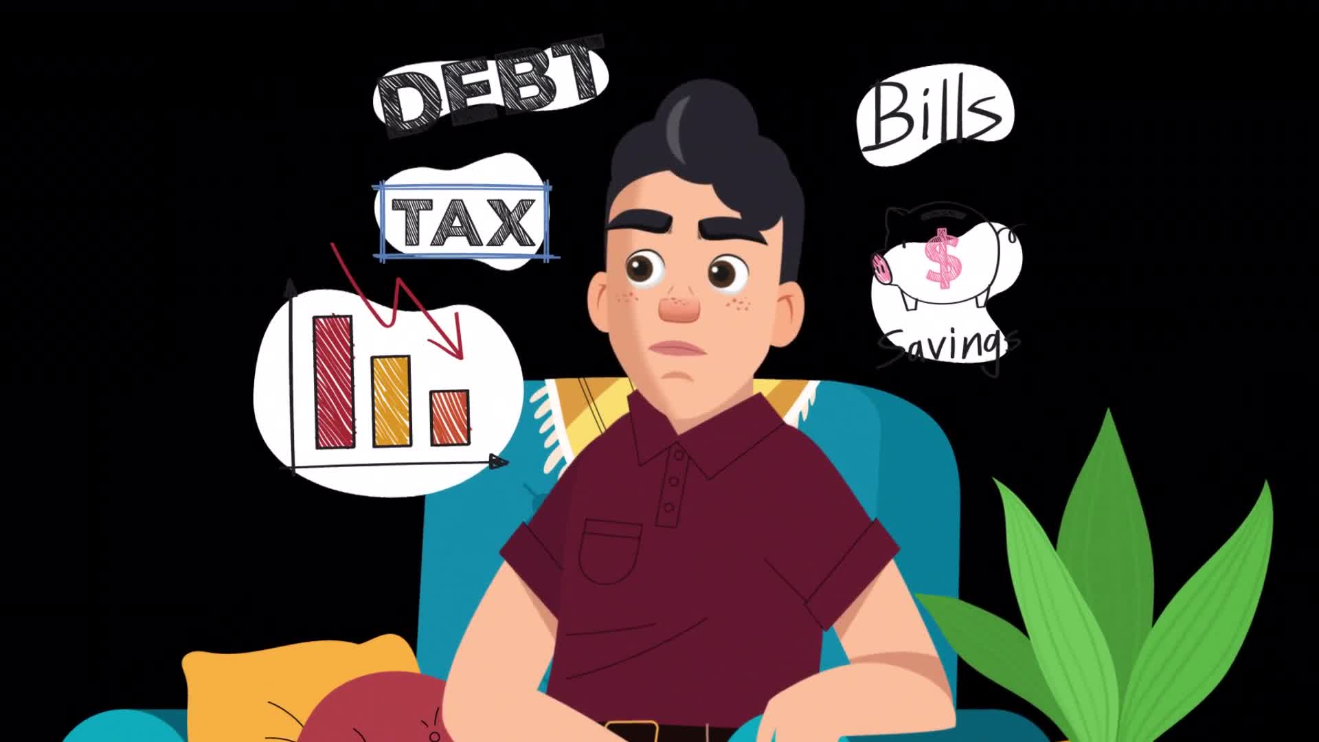 Man Surrounded By Financial Worries On Alpha