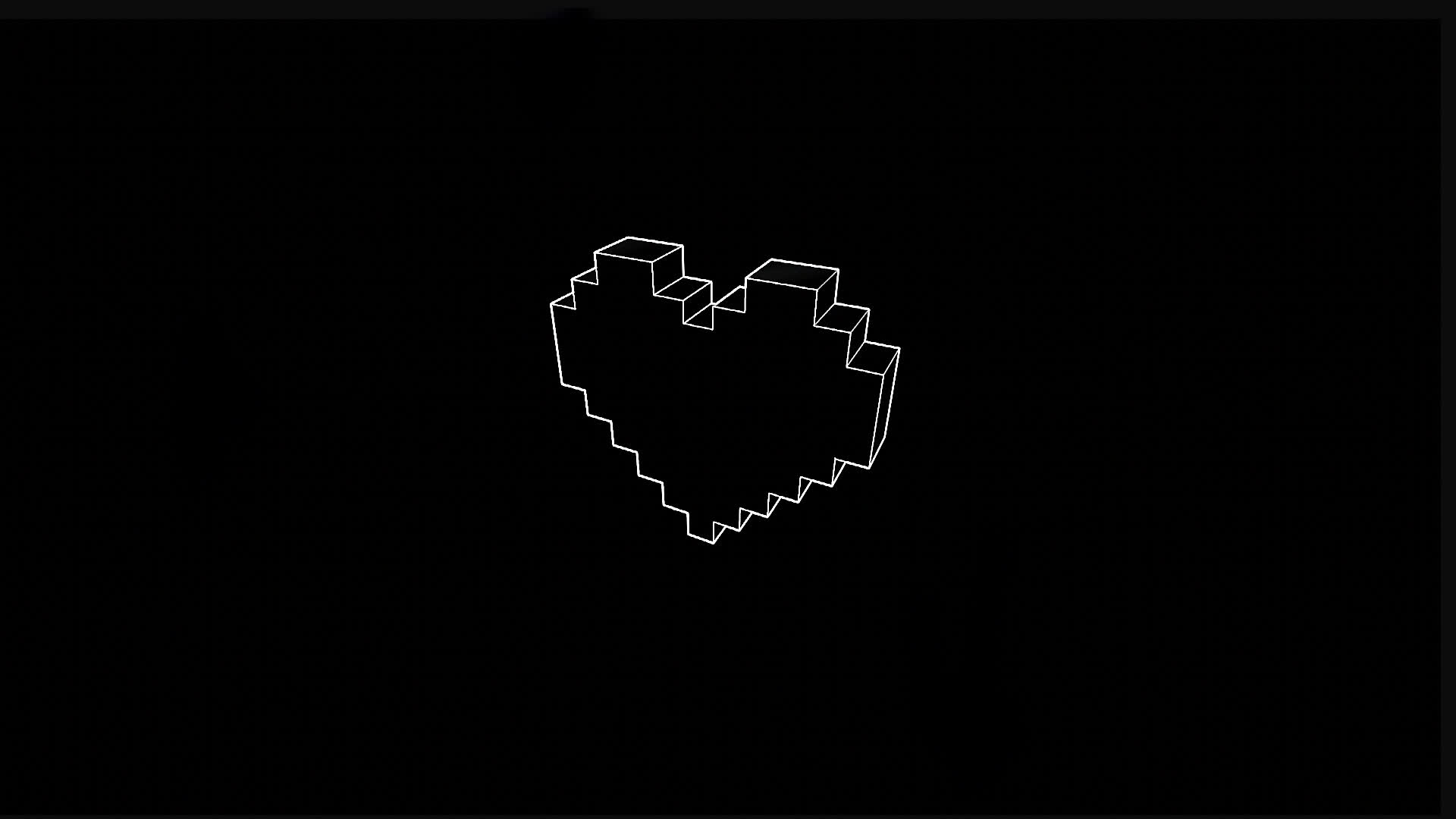 3D 8-Bit Pixel Heart BW