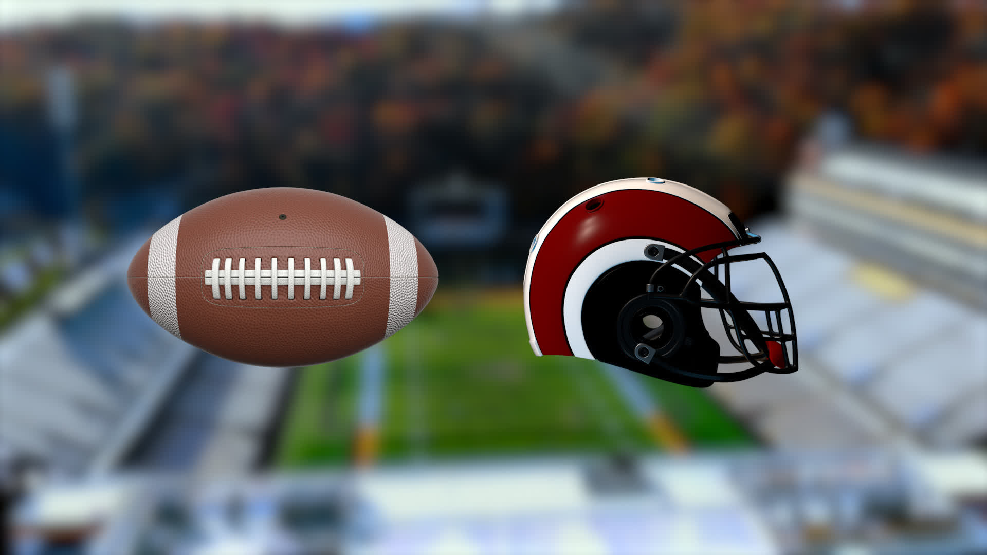 3D American Football Objects On Alpha