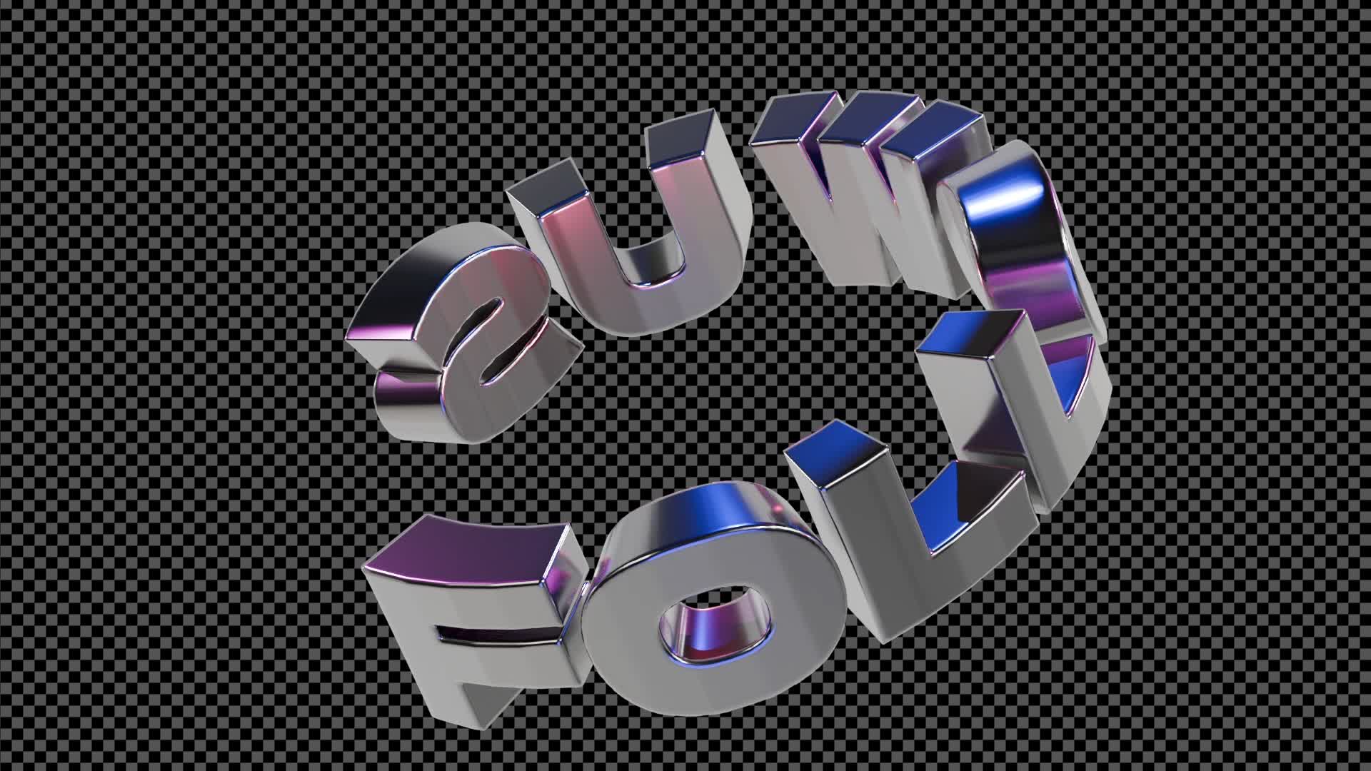 3D Metallic Follow Us Loop On Alpha