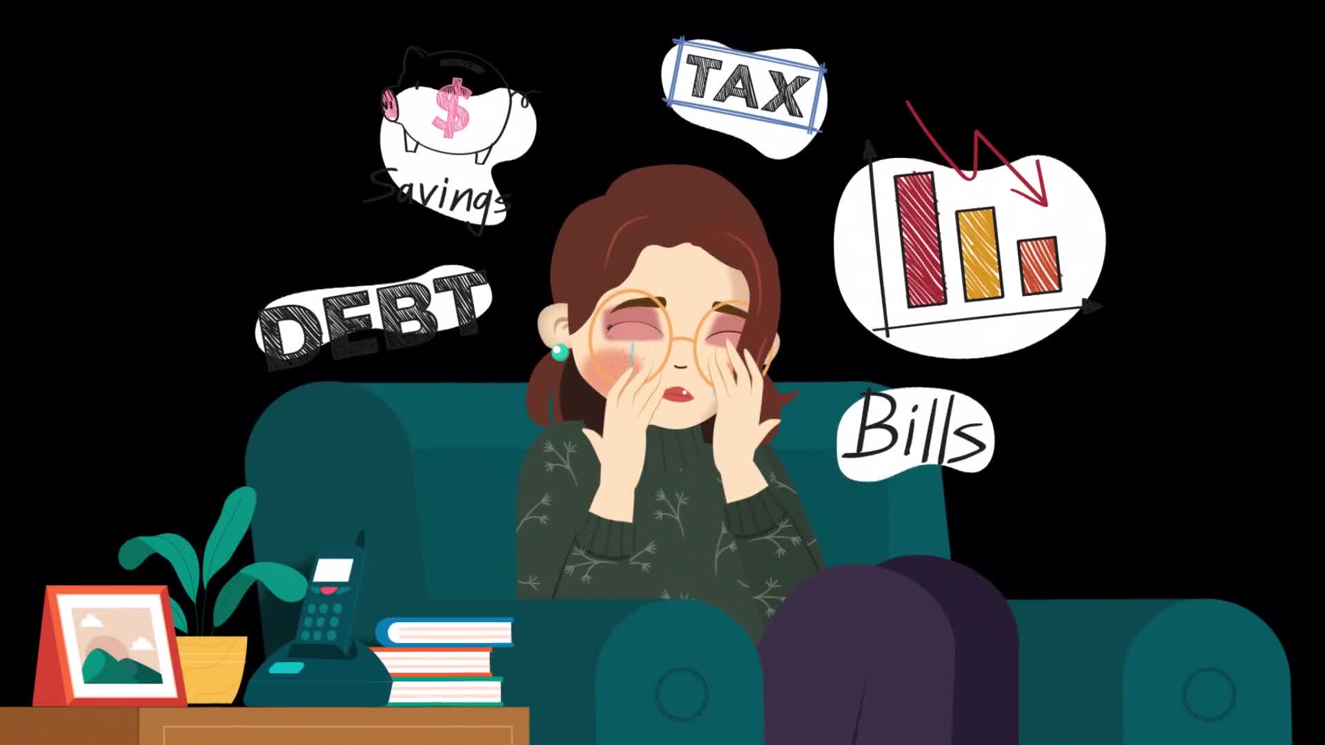 Woman Surrounded By Financial Worries On Alpha