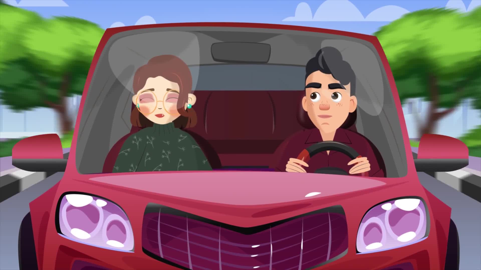 Young Man Driving Car