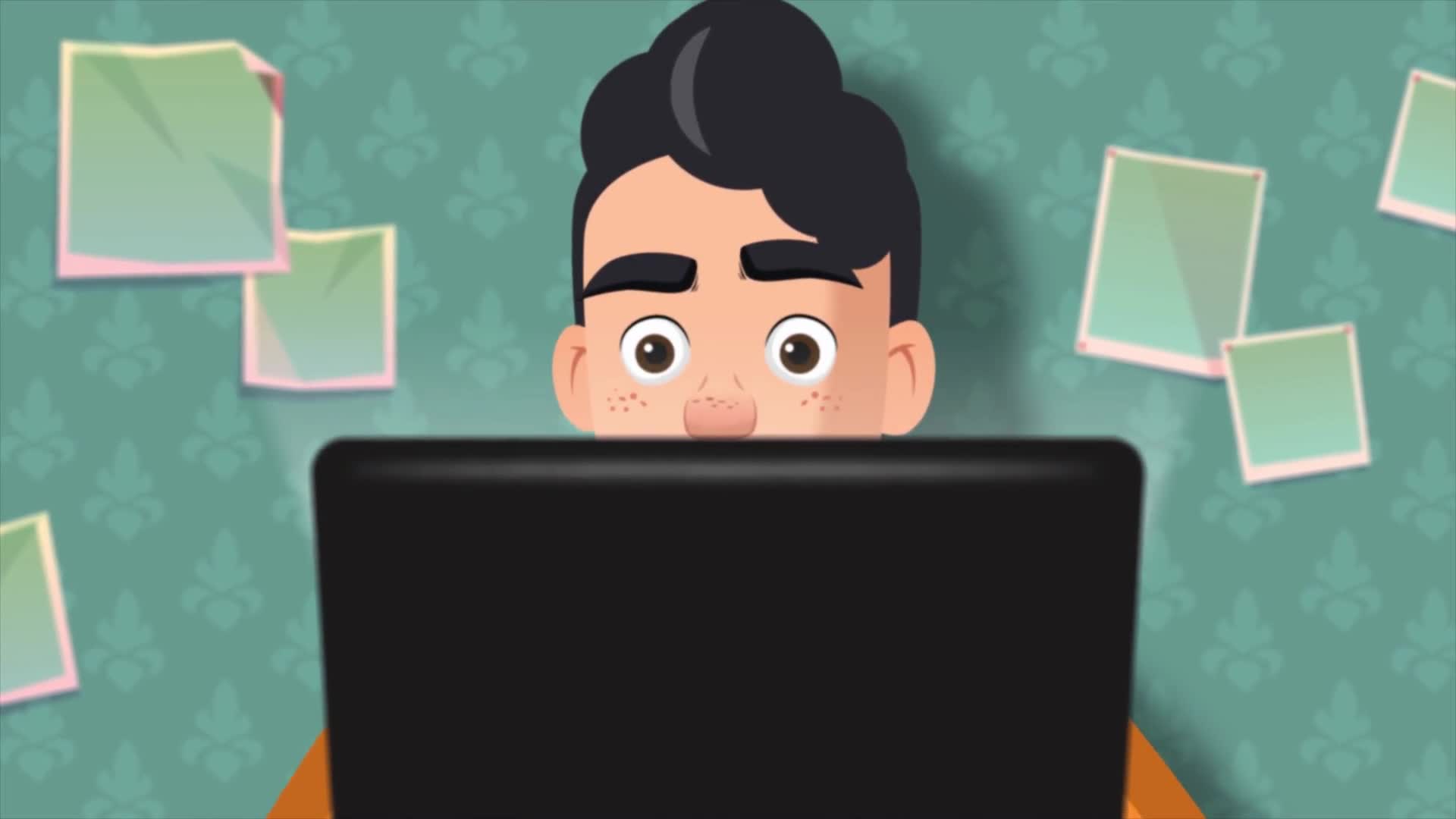 Young Man Working On A Laptop