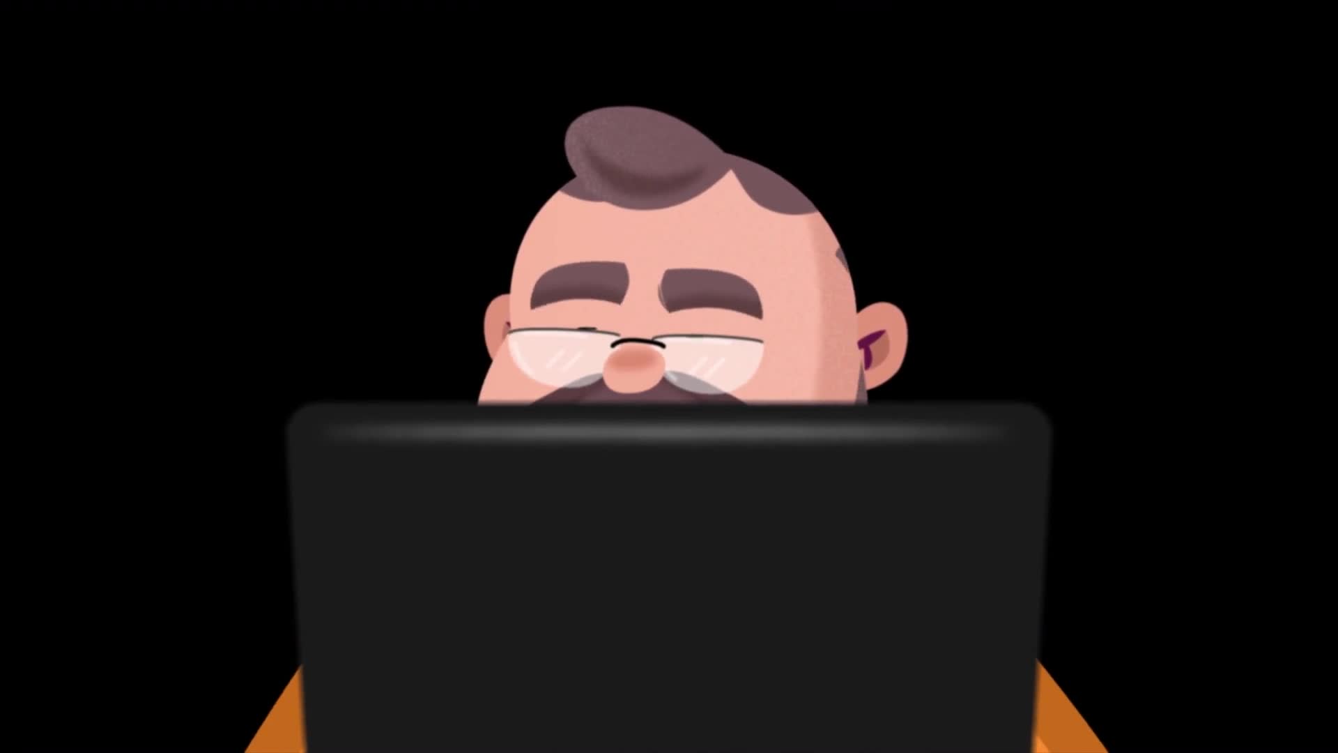 Cartoon Man On Laptop On Alpha