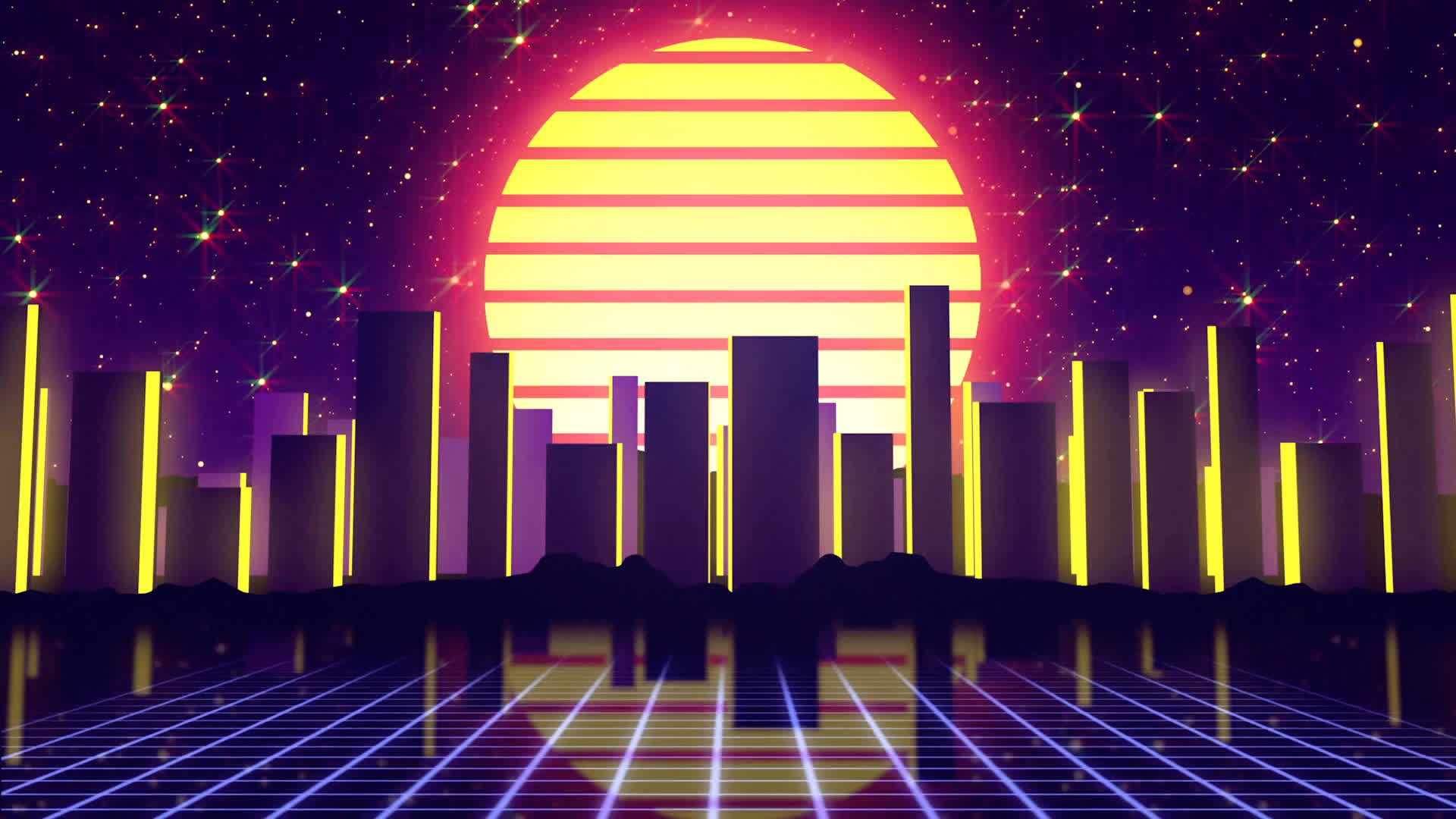 80s Vaporwave City Background