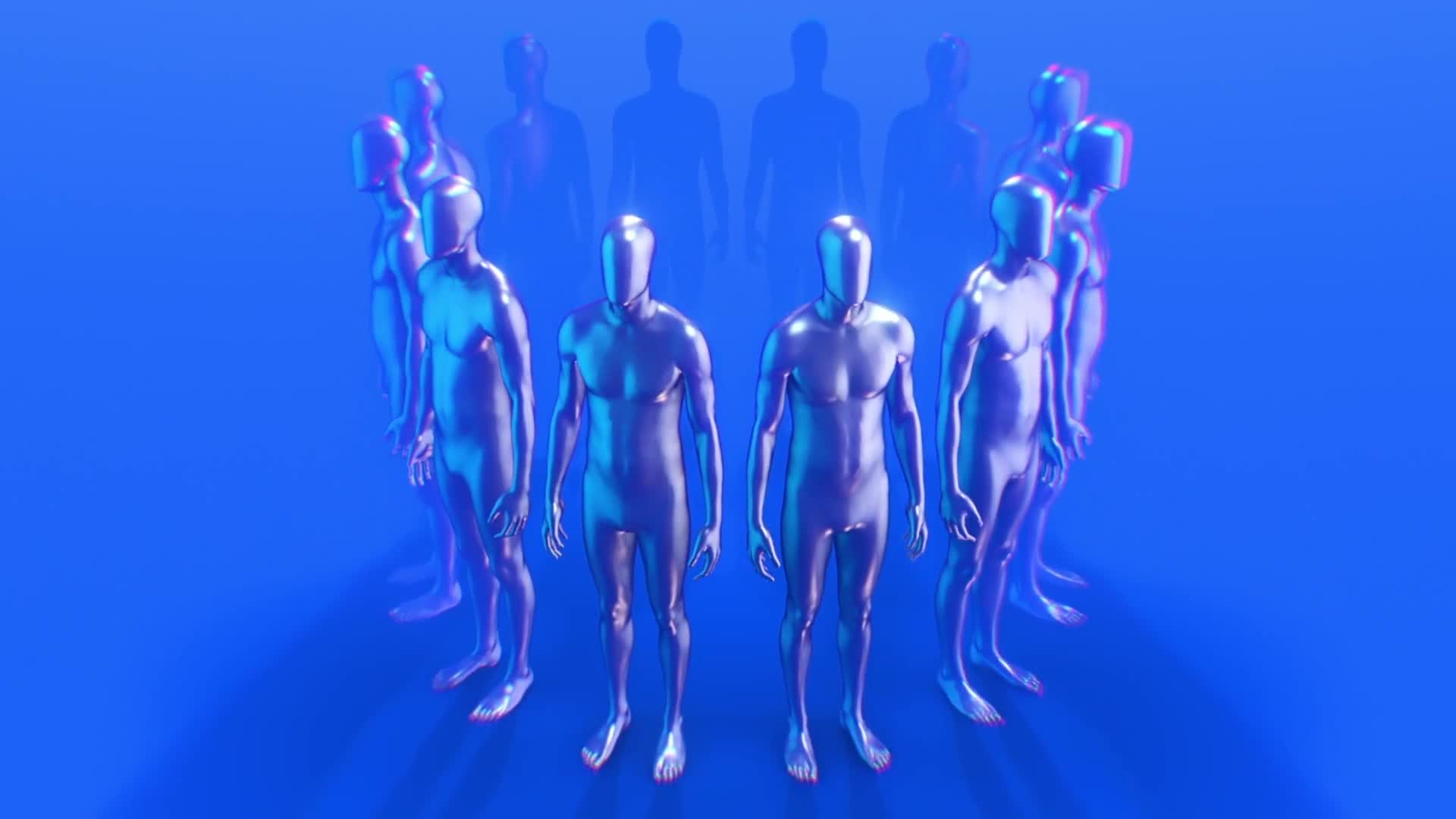 A Circle Of Metallic Synthetic People