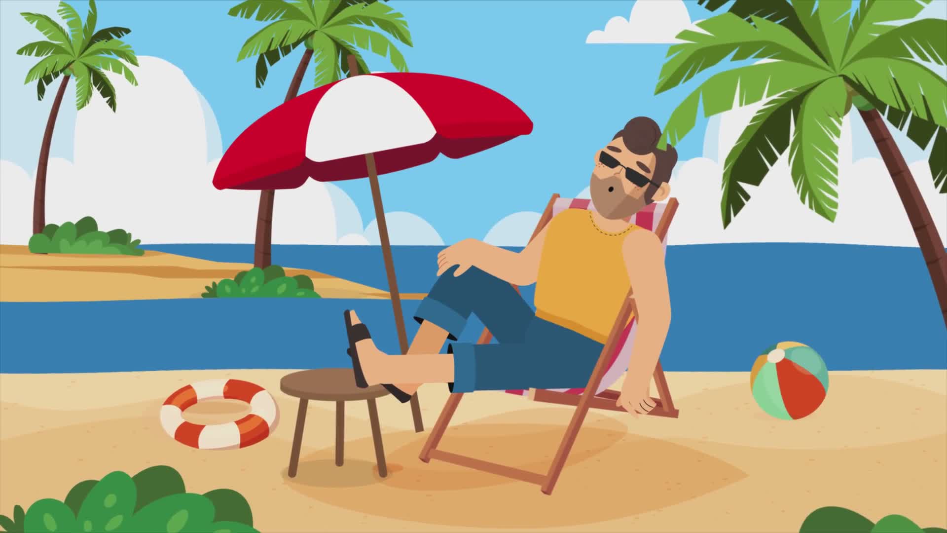 A Man Relaxing on Beach Chair by the Sea