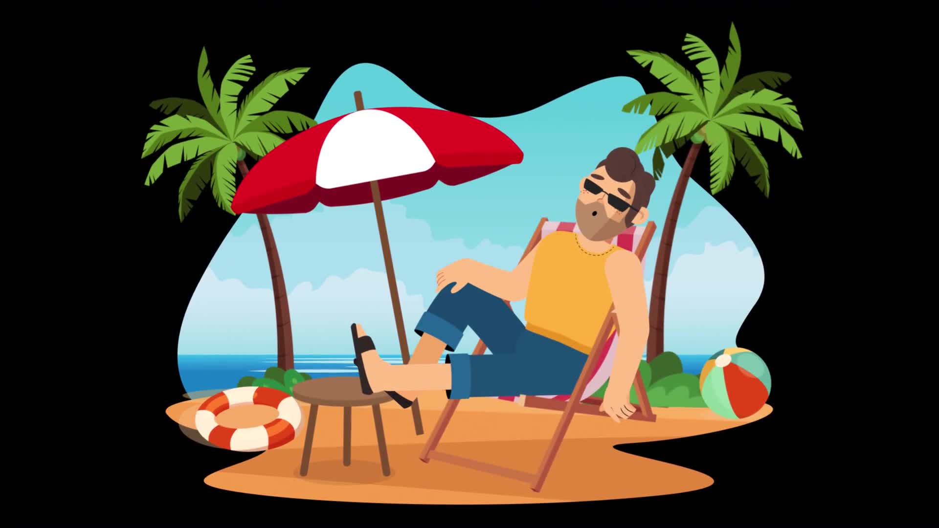 A Man Relaxing on Beach Chair by the Sea On Alpha