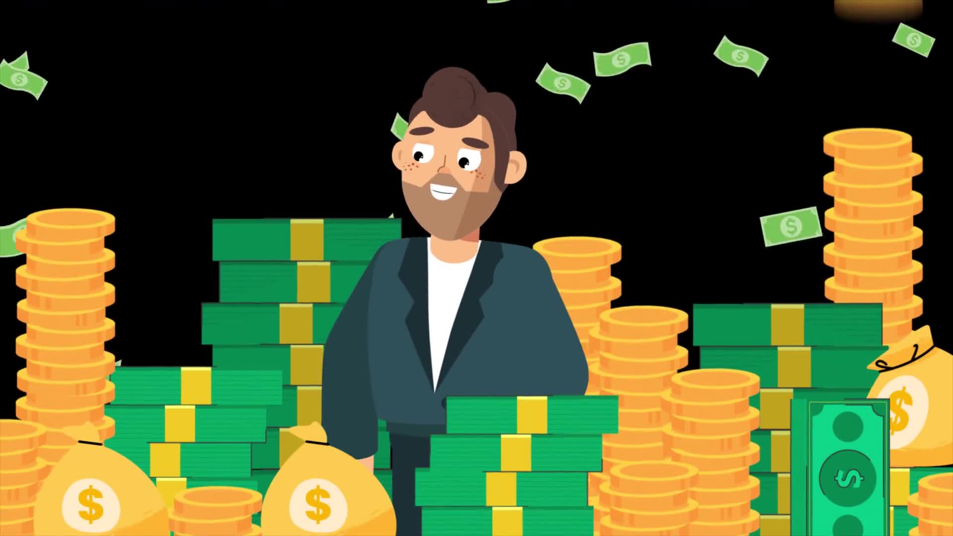 A Man Surrounded by Falling Money and Coins On Alpha