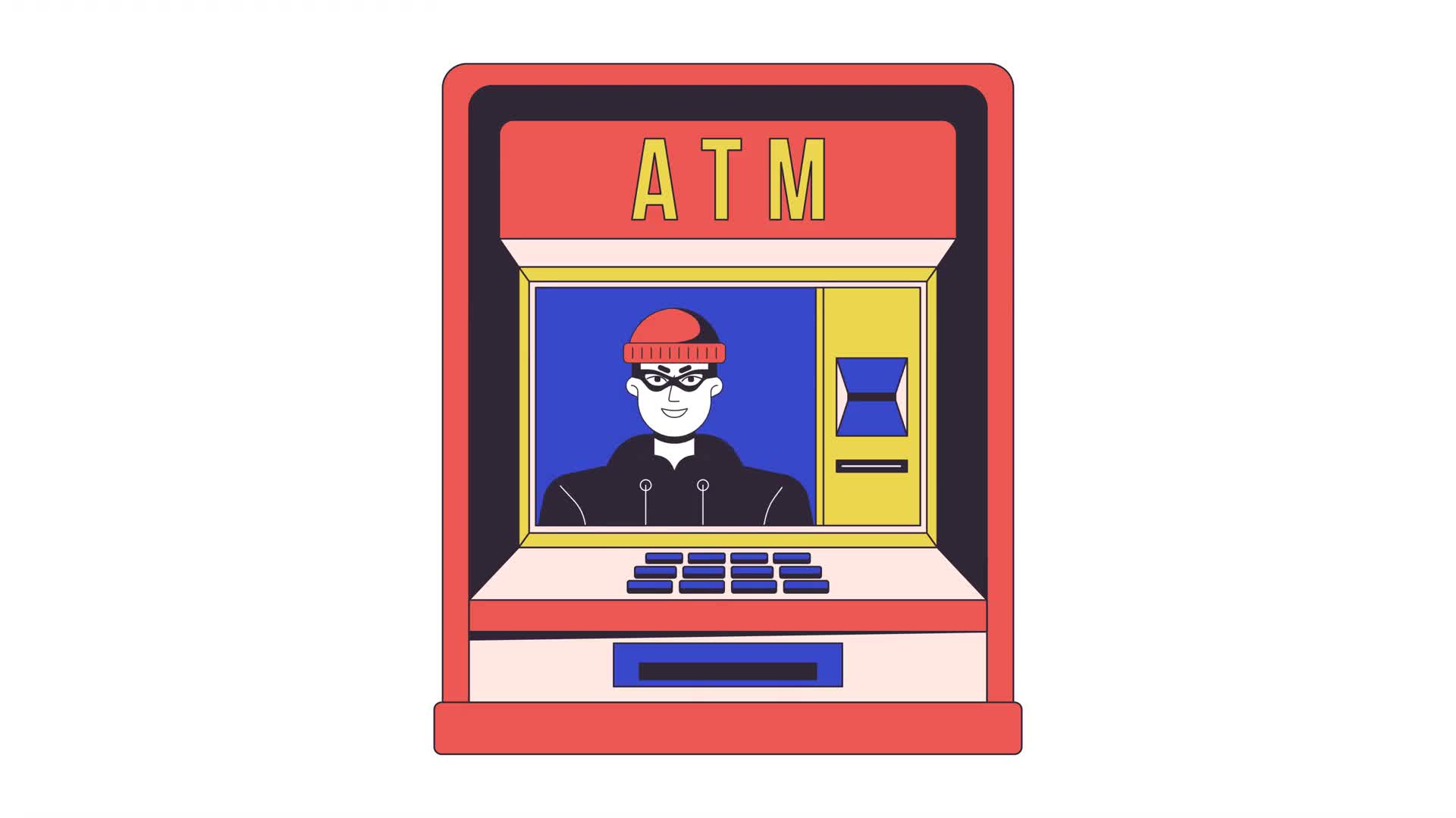 ATM fraud line 2D animation