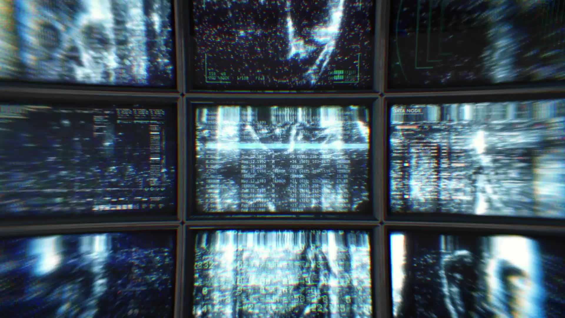A Wall of Dark and Eerie TV Screens