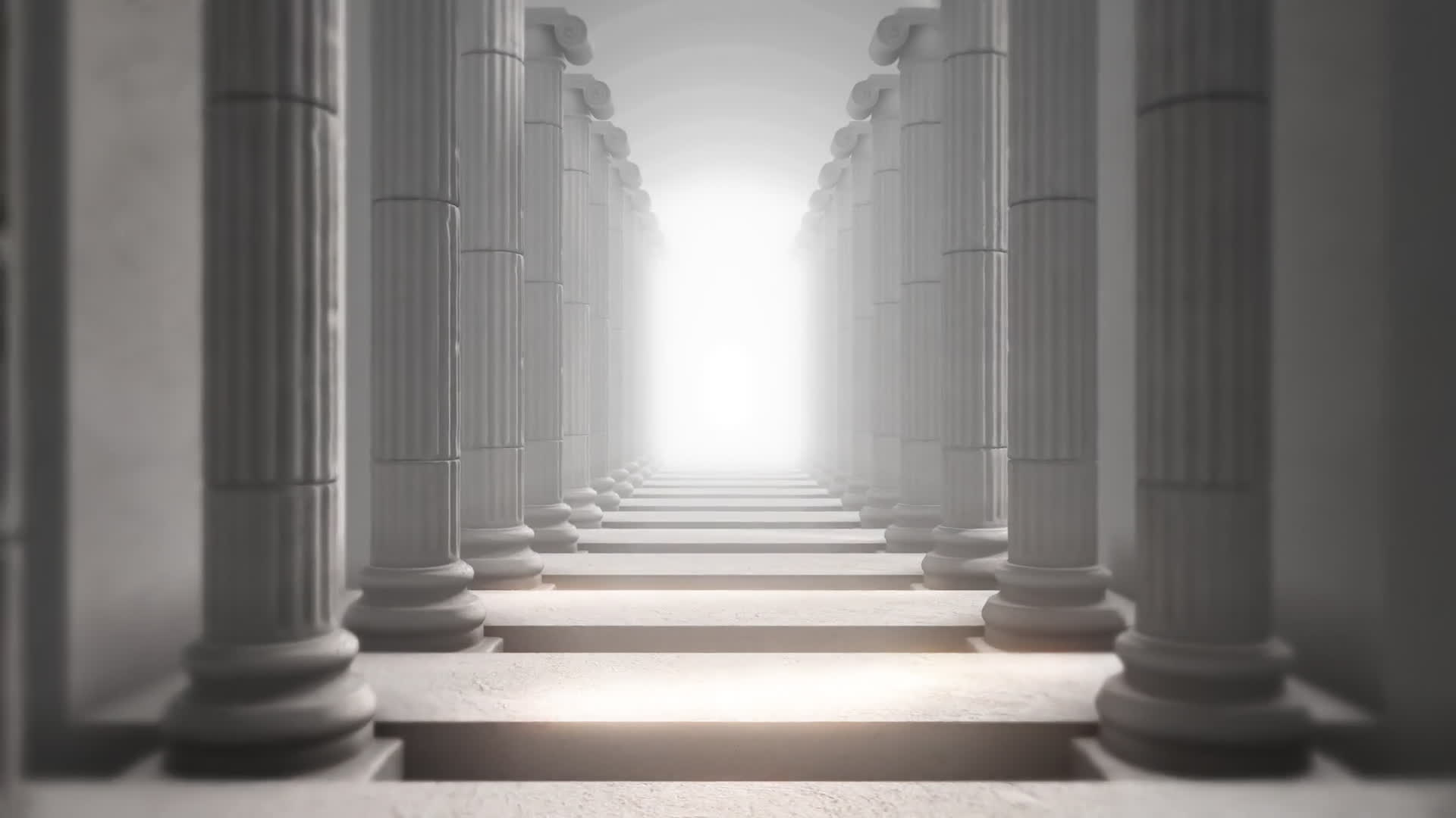 A White Hallway Of Stone Columns