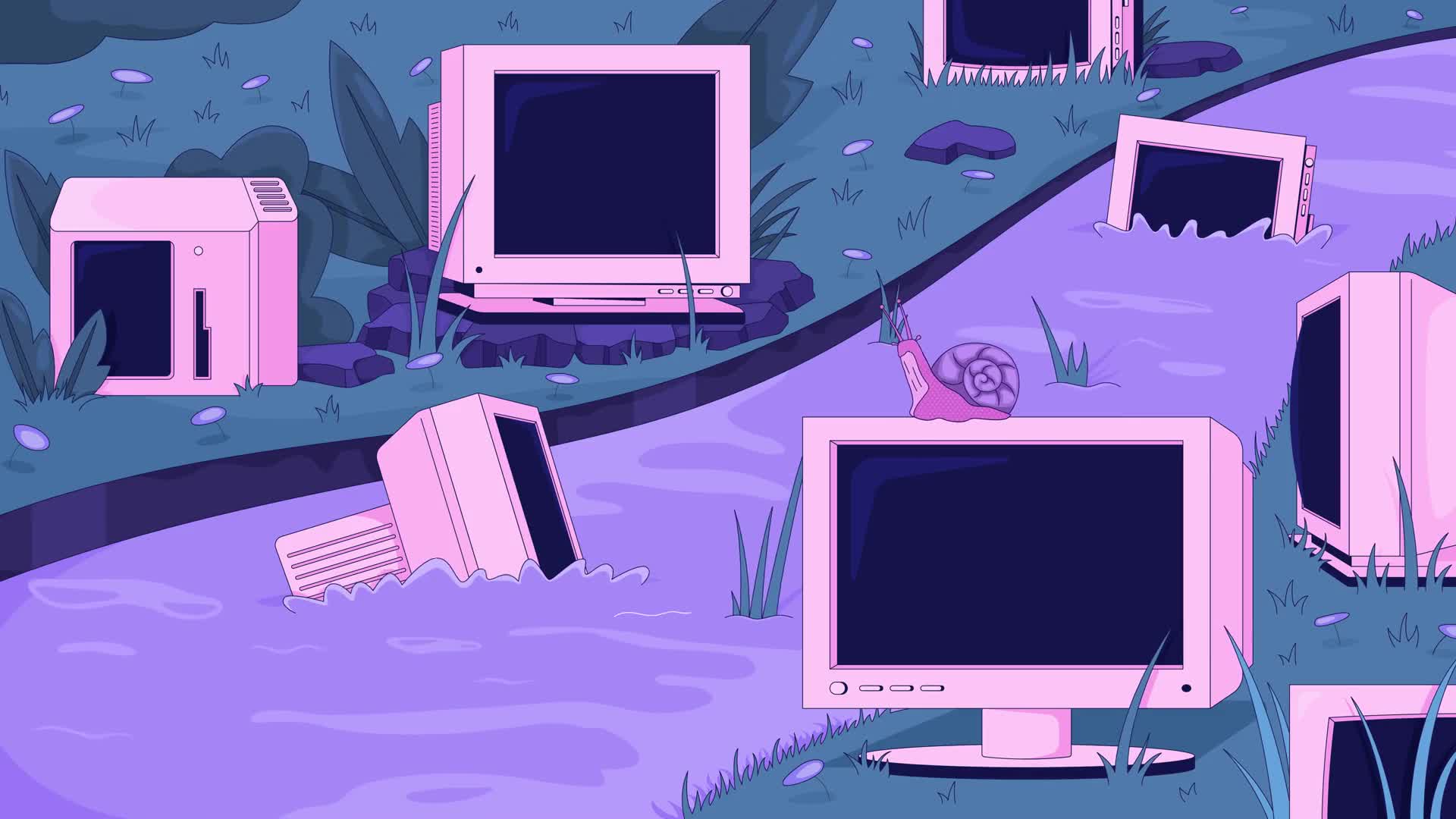 Abandoned CRT Monitors Stream Lofi