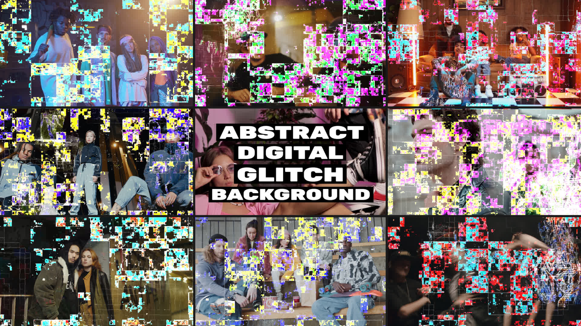 Abstract Digital Glitch Backgrounds Loop Pack
