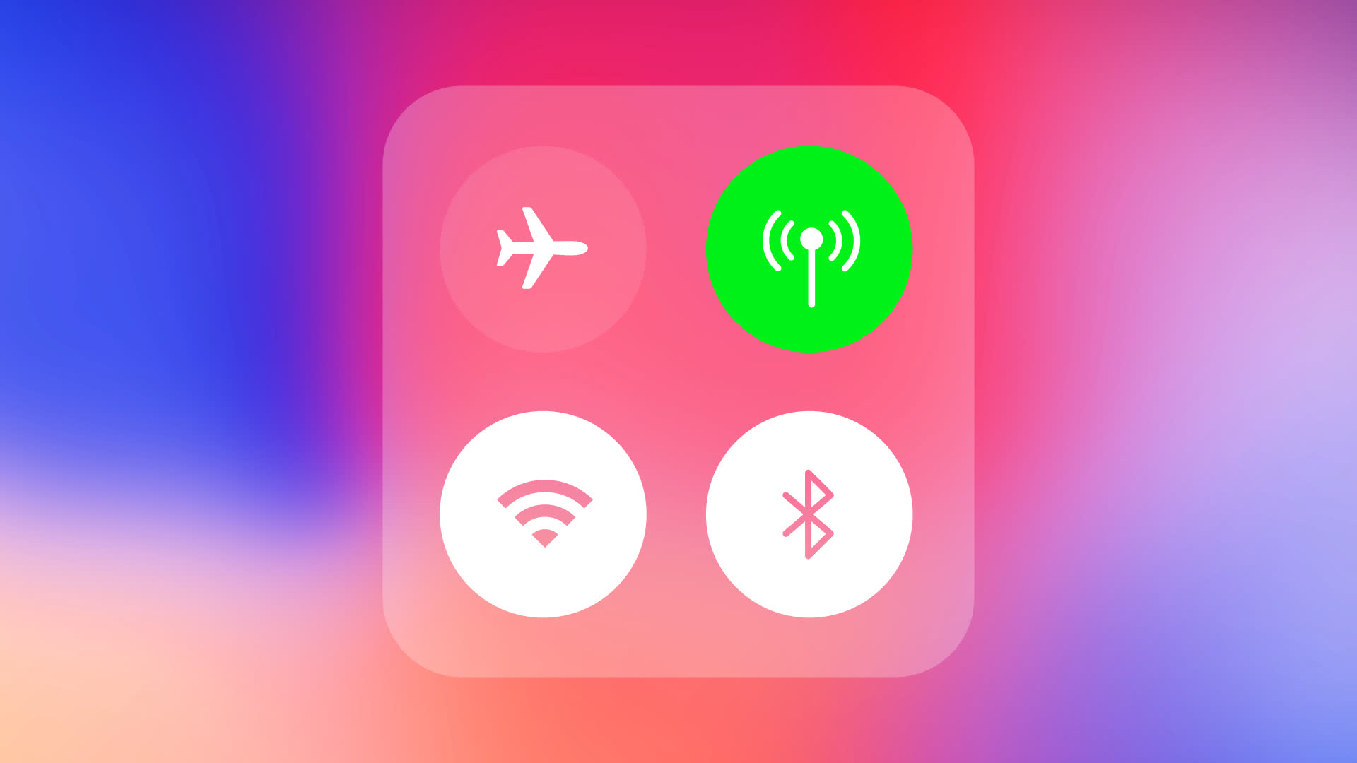 Airplane Data Wifi Bluetooth Control Center