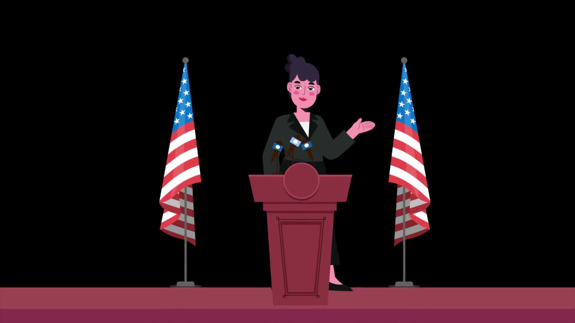 American Female Diplomat Speaking on Stage On Alpha