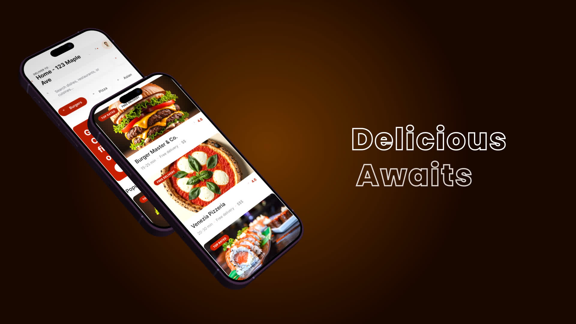 Angled Phone Stacking and Menu Slide Reveal