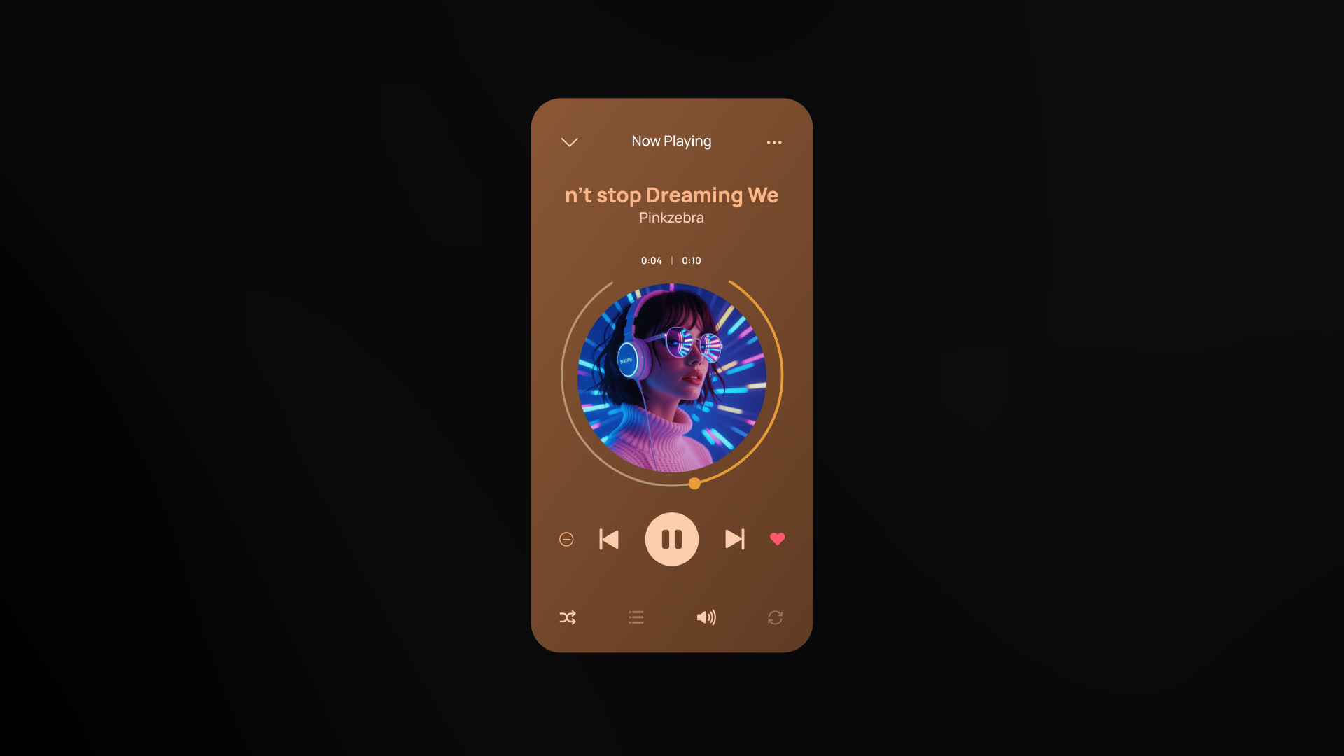 Animated Audio Player App Screen With Circular Track