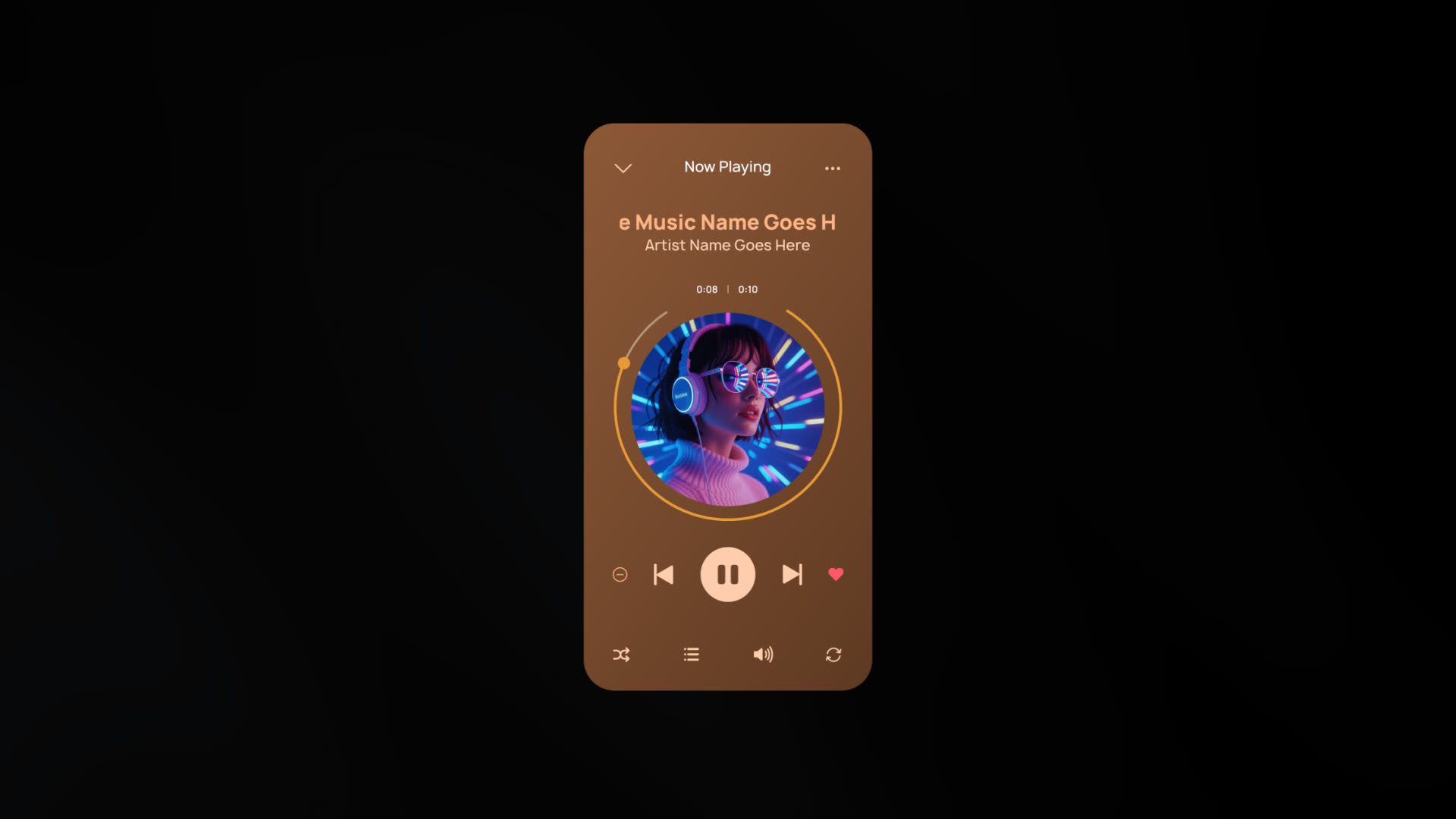 Animated Audio Player App Screen With Circular Track