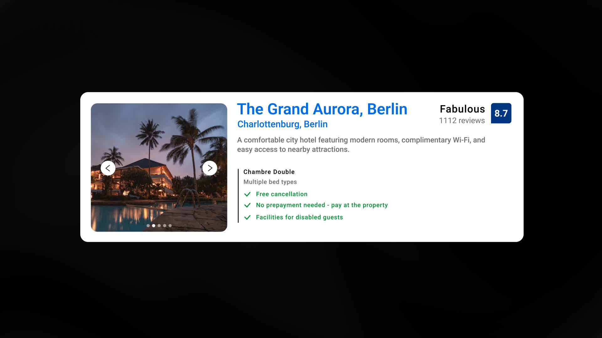 Animated Hotel Booking Summary Card
