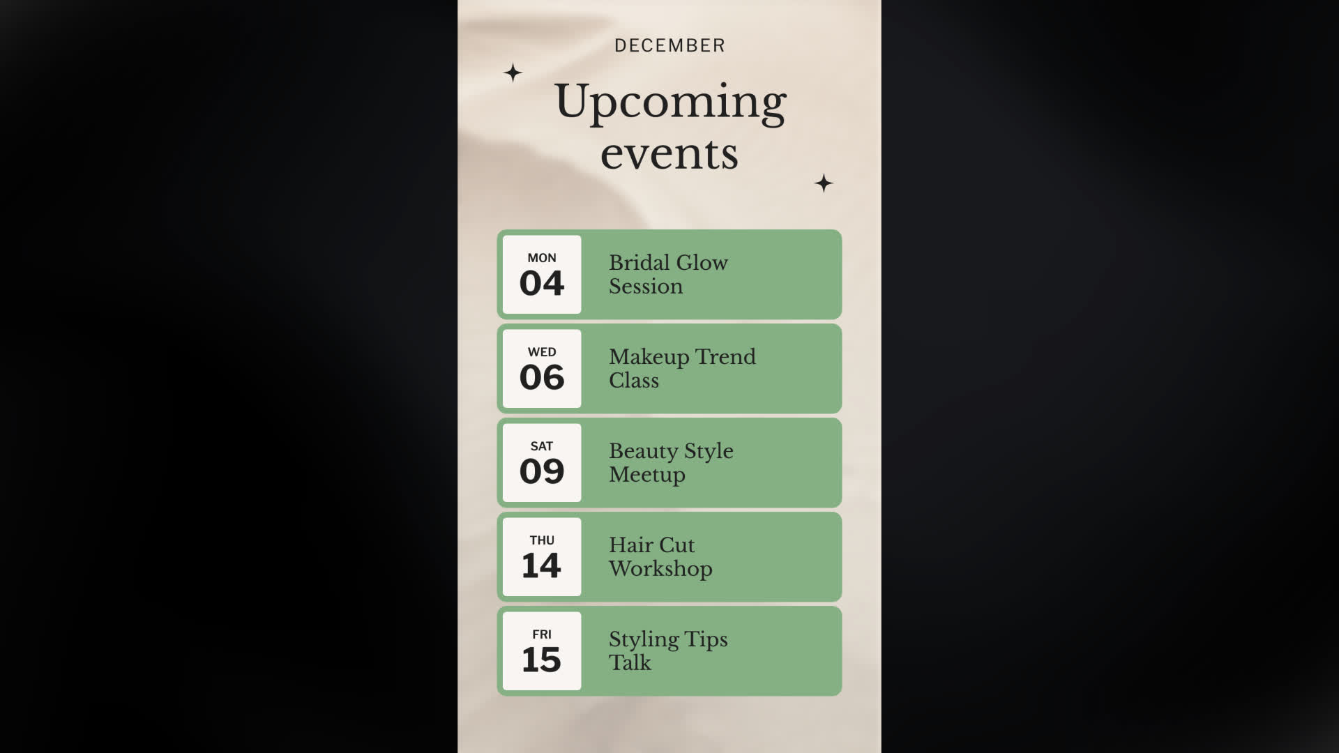 Animated Monthly Event Planner Screen
