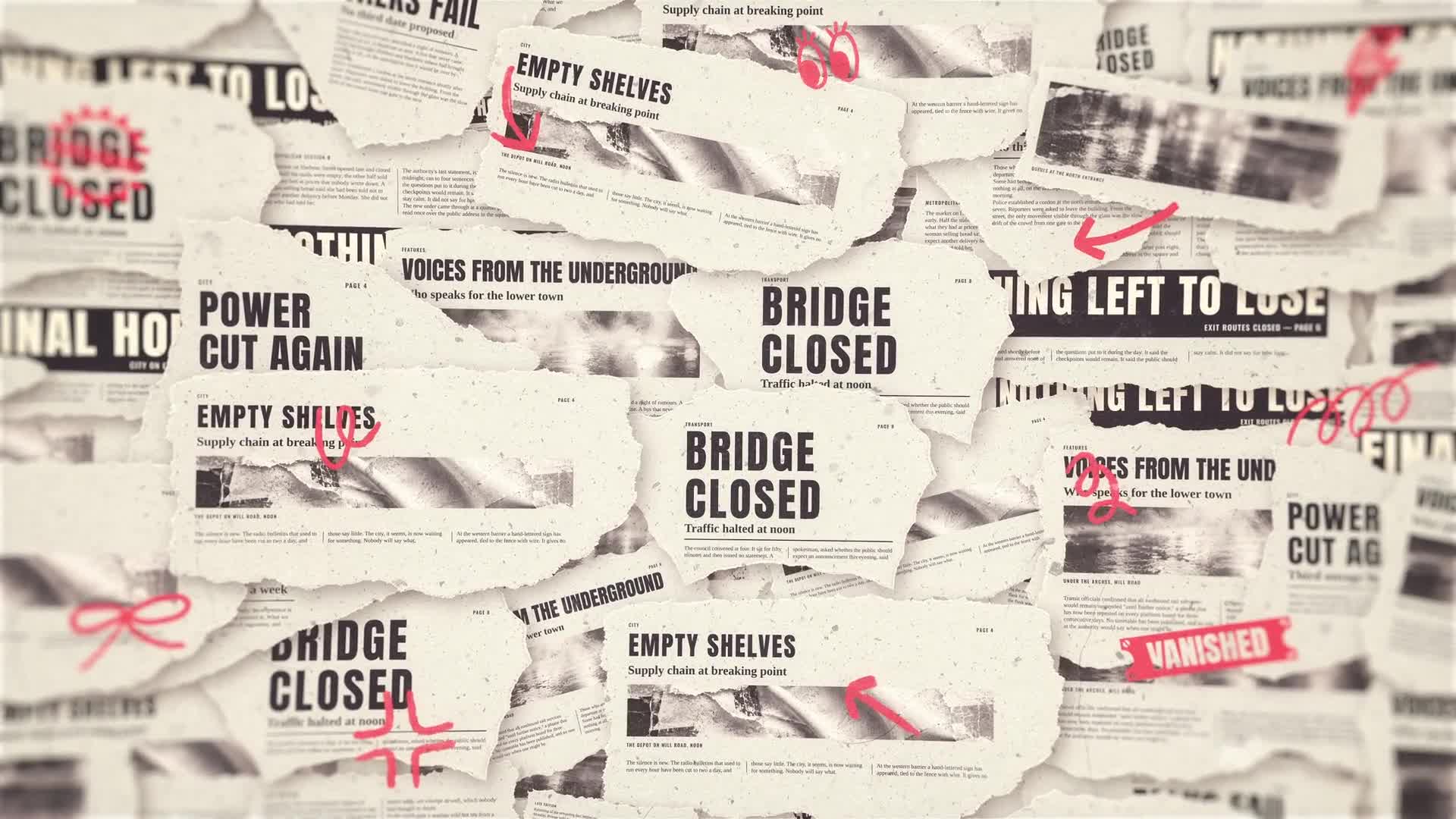 Animated Newspaper Headline Collage Background