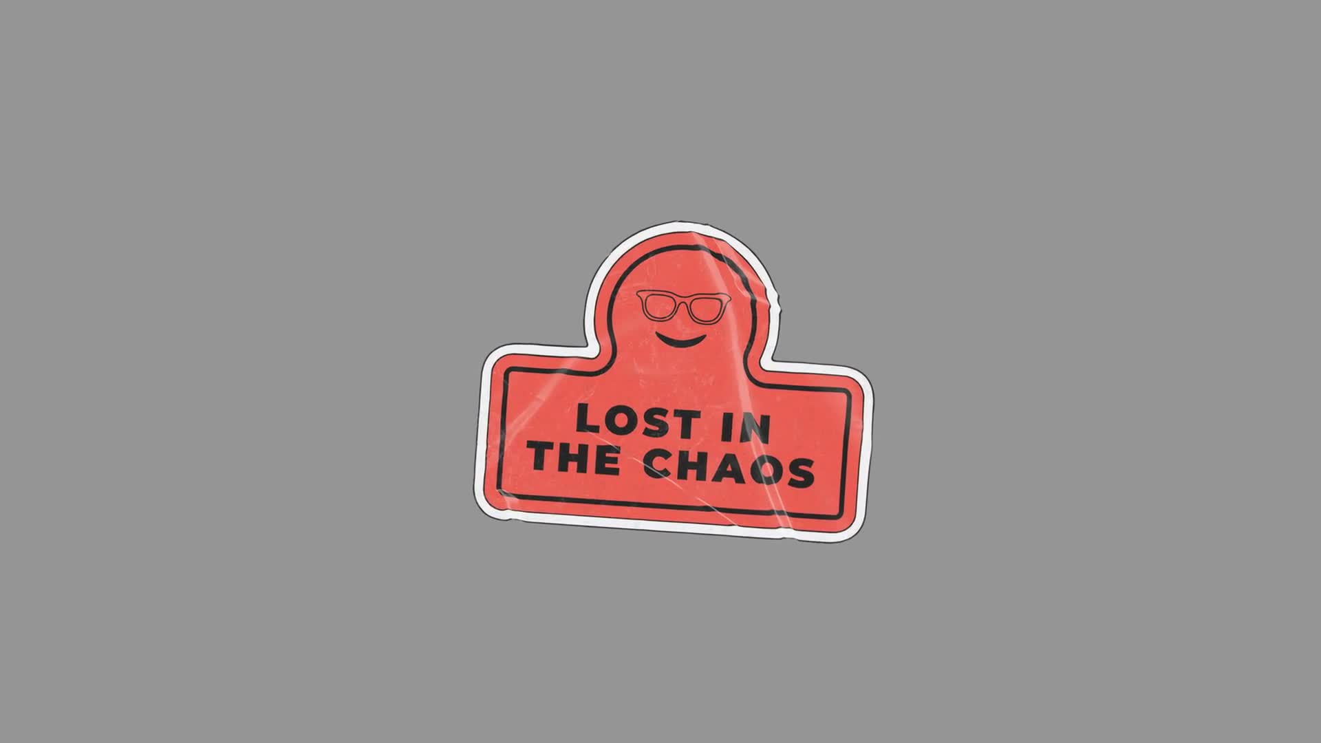 Animated Orange Cartoon Sticker Sign Reading Lost In The Chaos On Alpha