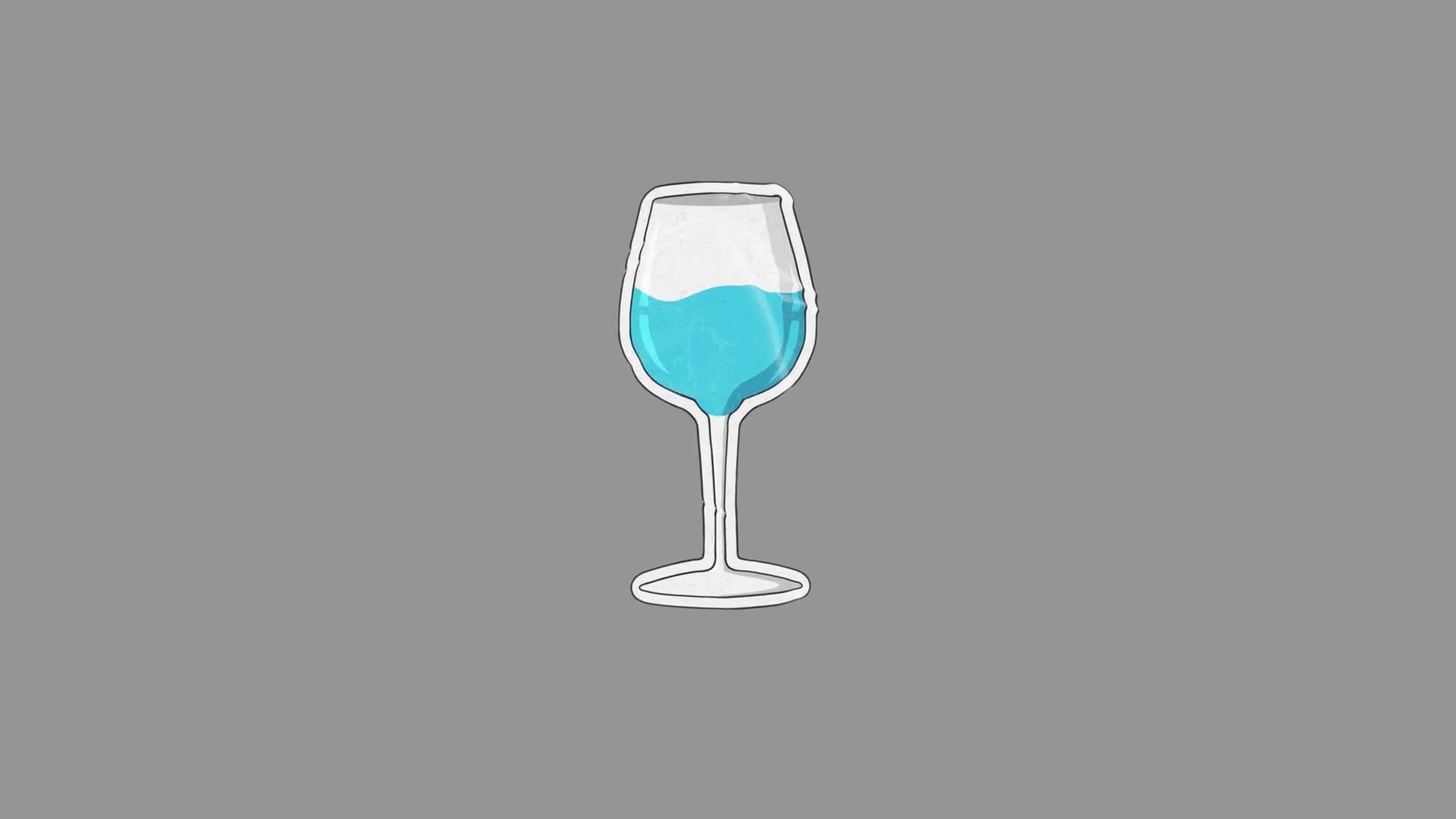 Animated Wine Glass Tilts With Blue Liquid On Alpha