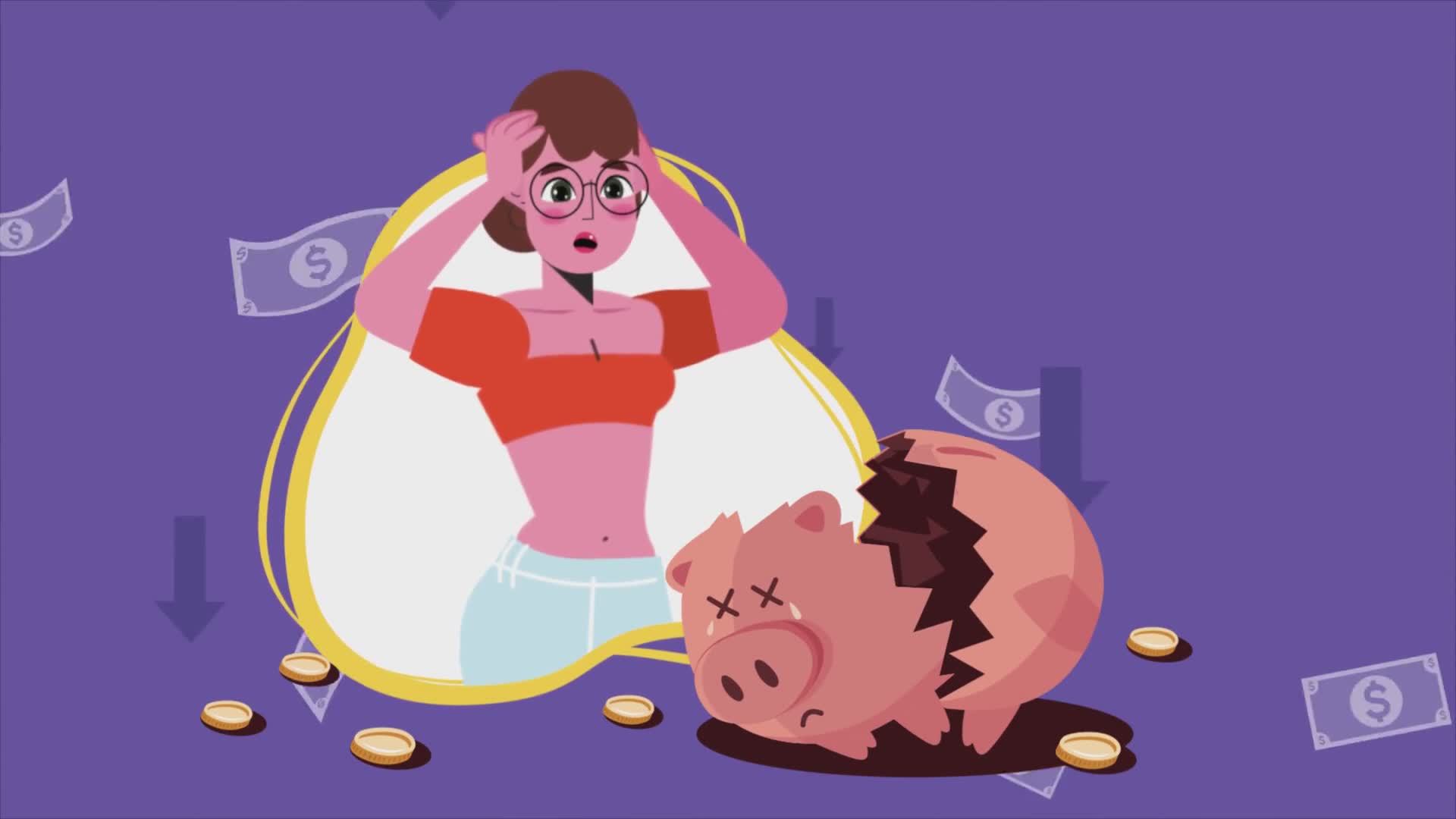 Anxious Girl Losing Her Investment