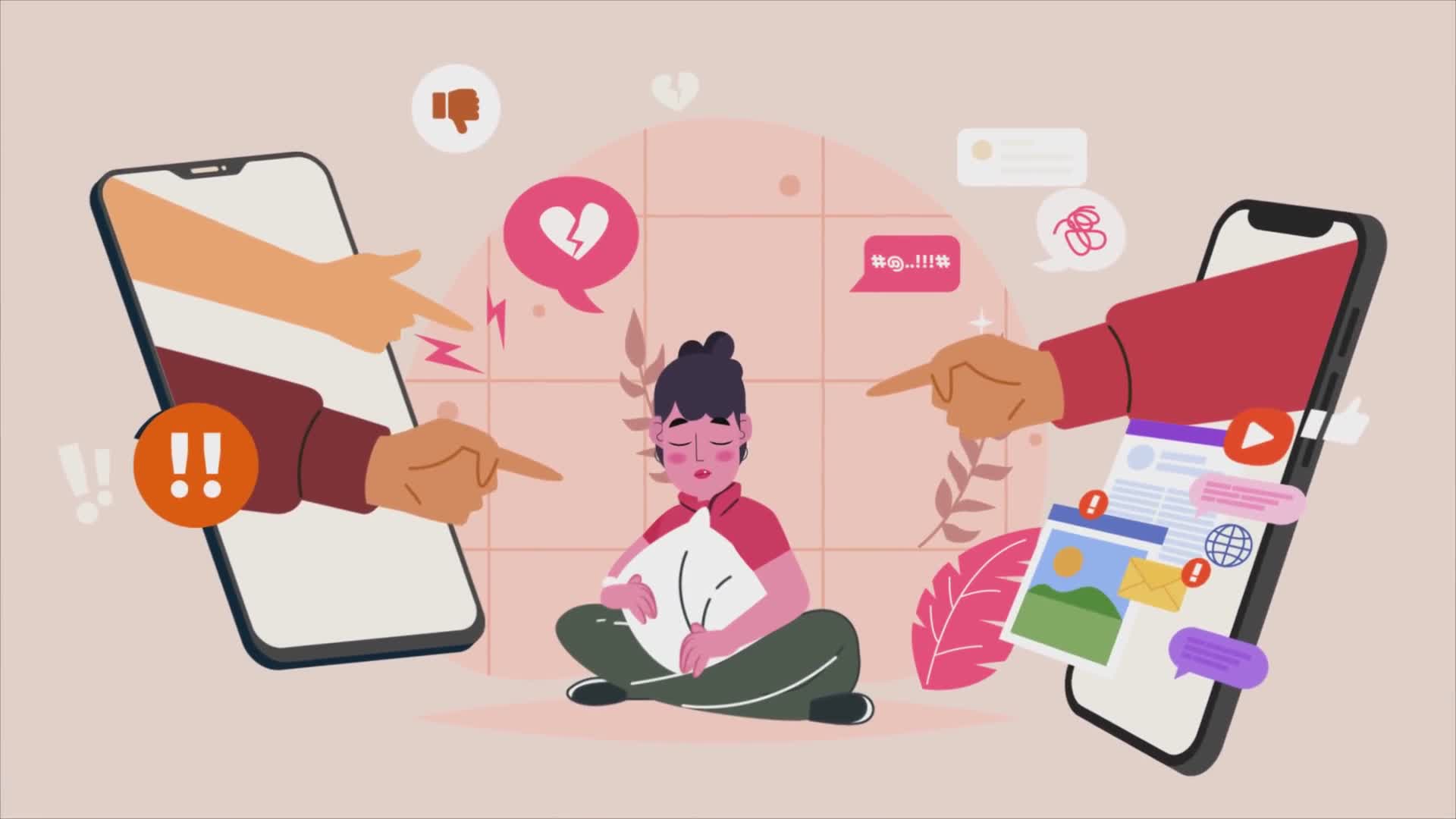 Anxious Woman Being Judged on Social Media