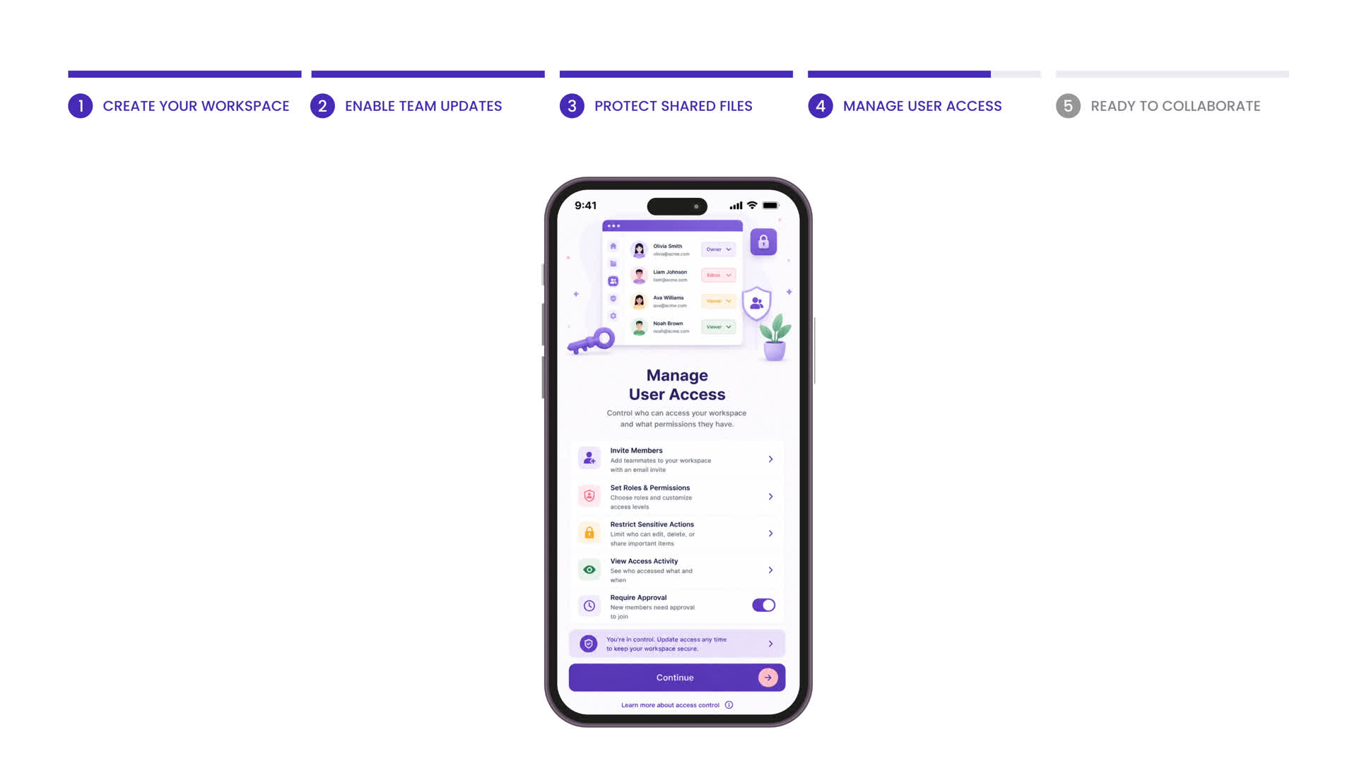 App Guide Milestone Line Stepper UI