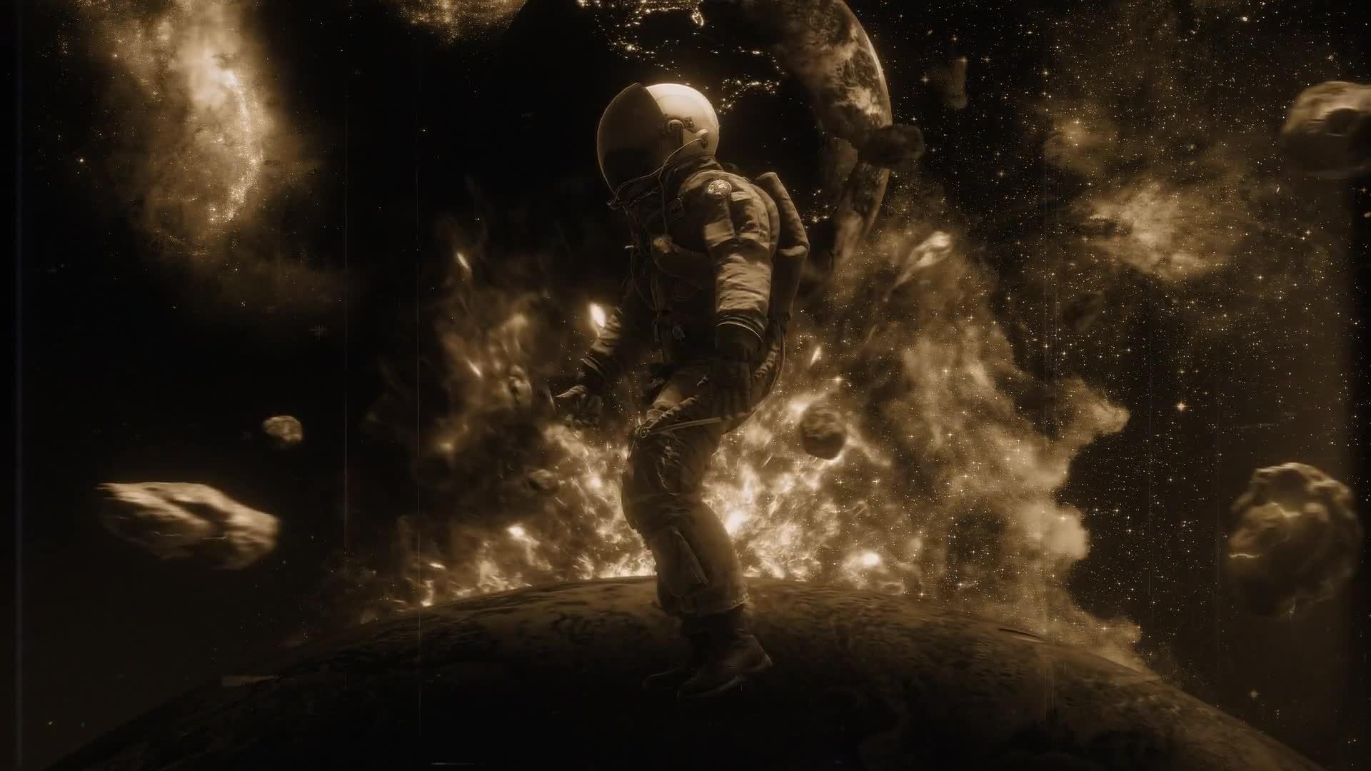 Astronaut Space Walk Old Film