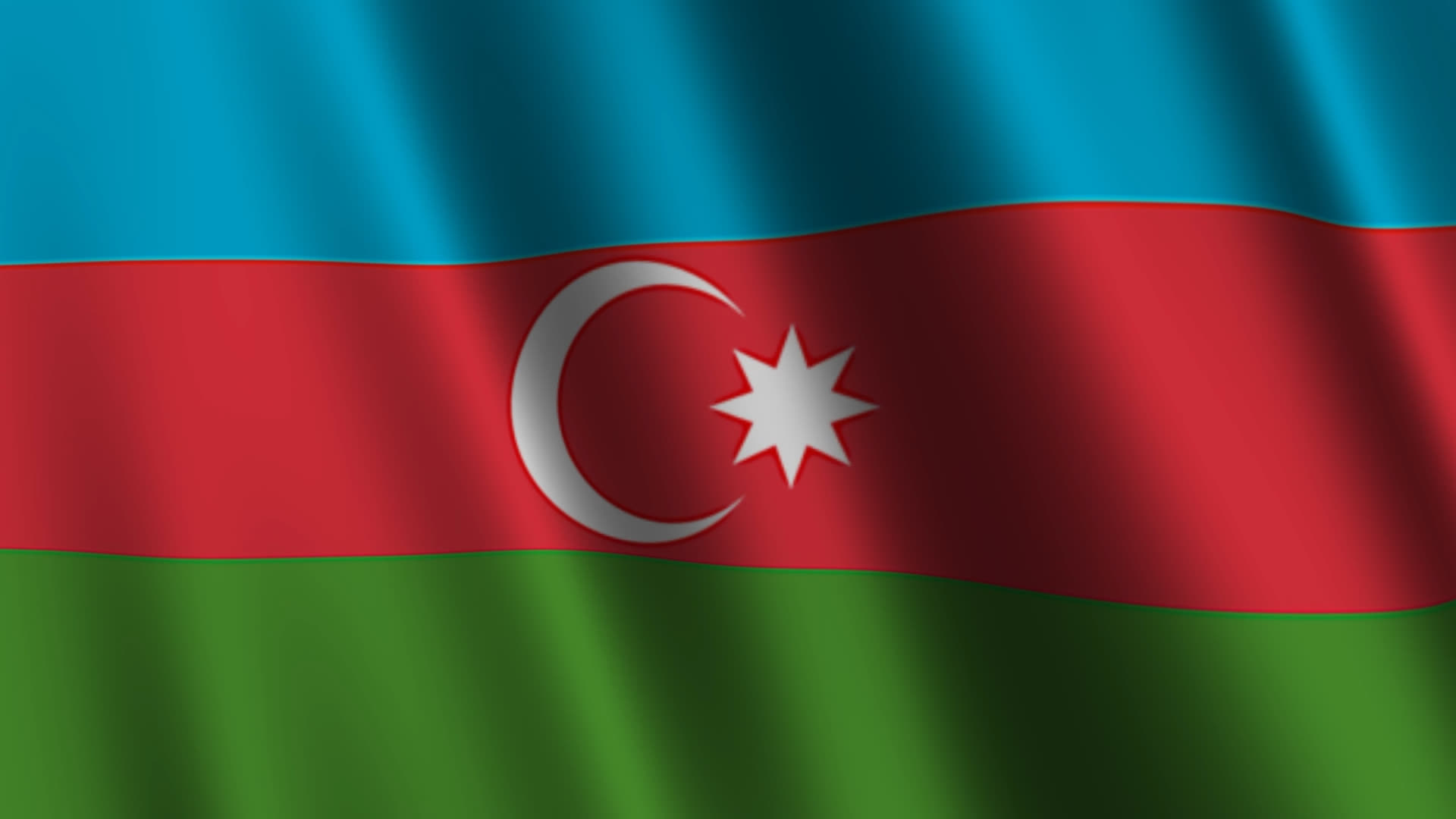 Azerbaijan National Flag Waving