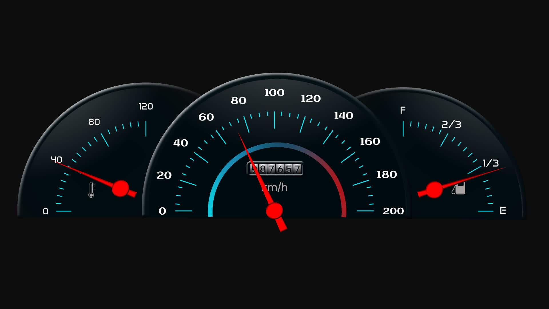 Bike Speedometer With Temperature And Fuel Indicator
