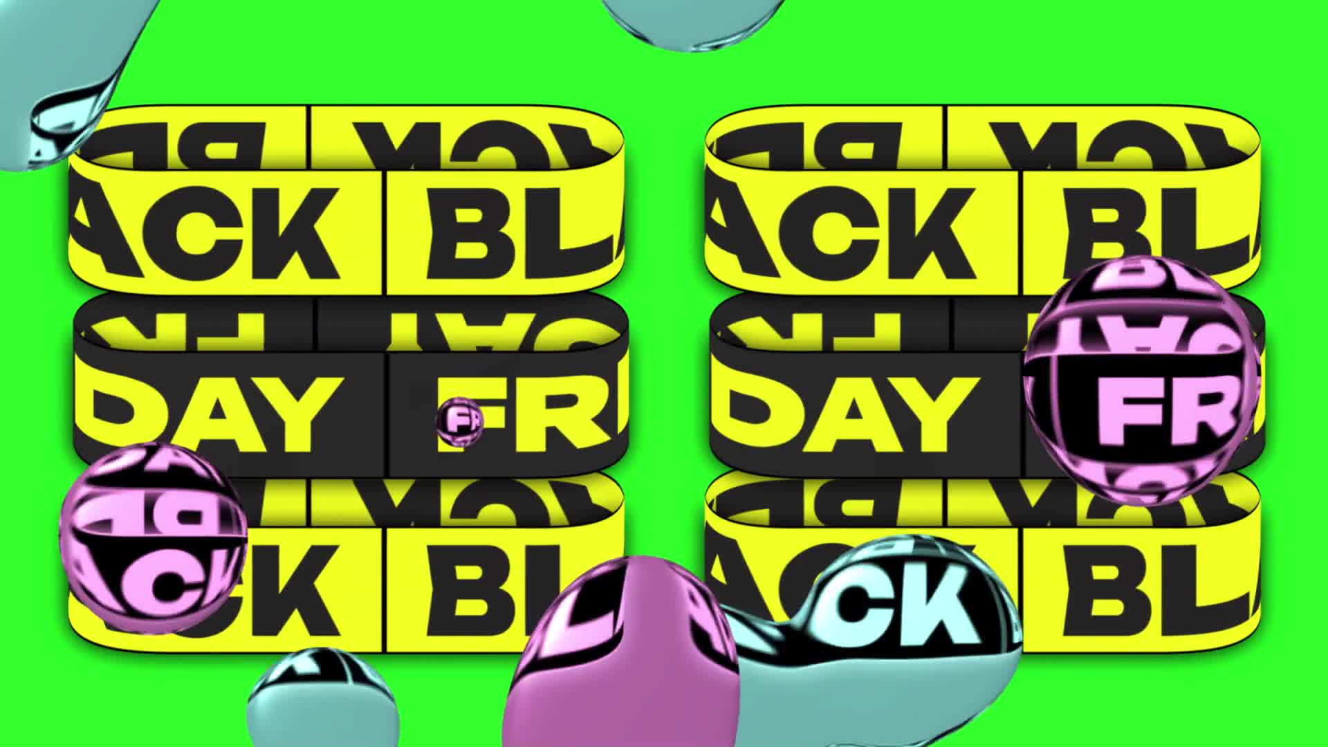 Black Friday Mega Sale Kinetic Typography Ribbon Overlay