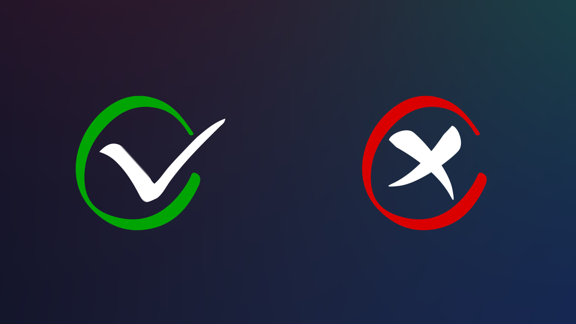 Brush Stroke Right and Wrong Symbols