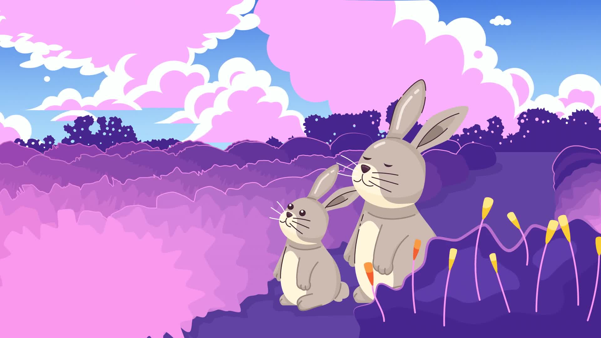 Bunnies Watching The Clouds Background