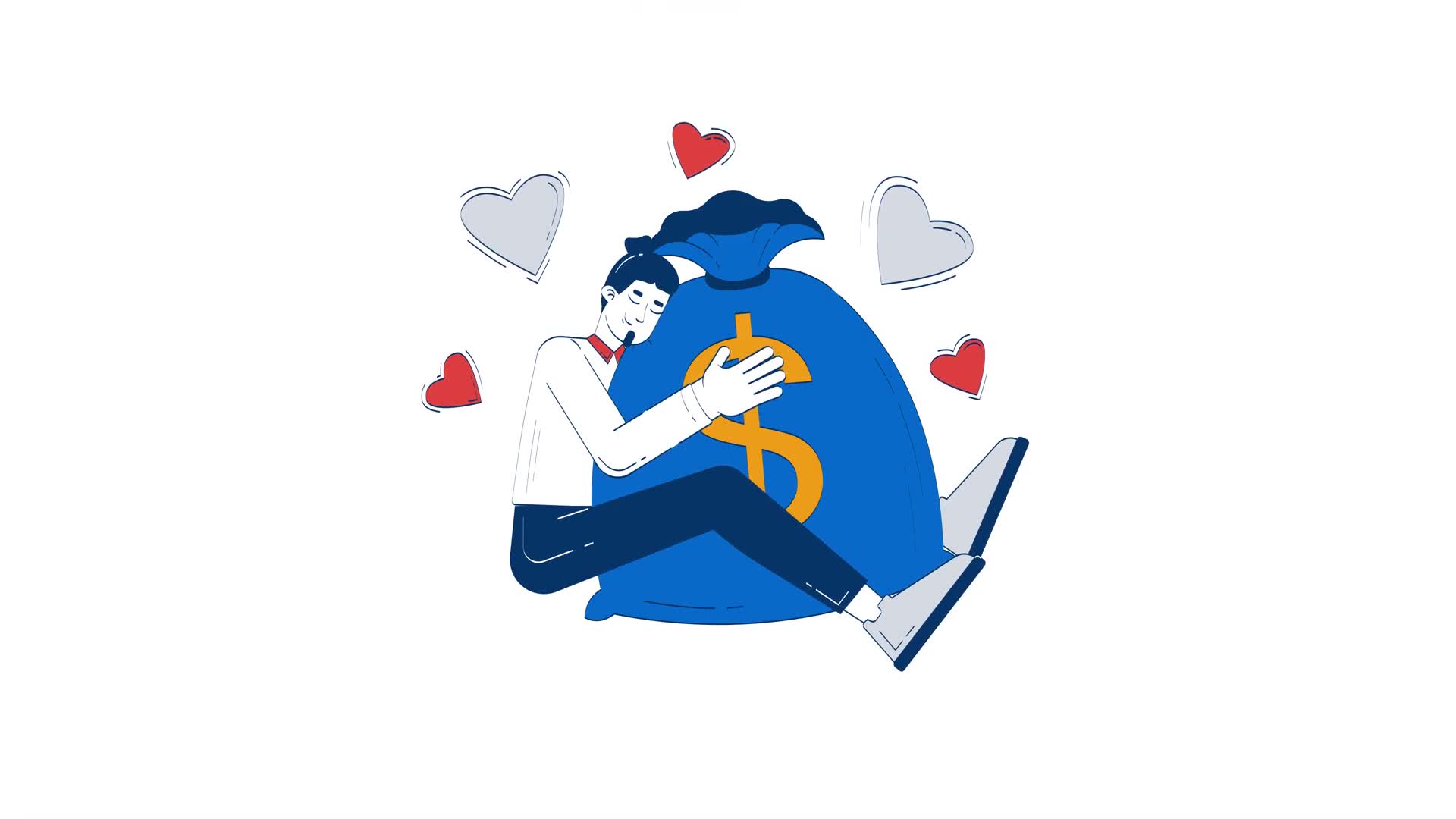 Business Man Hugging Money Bag