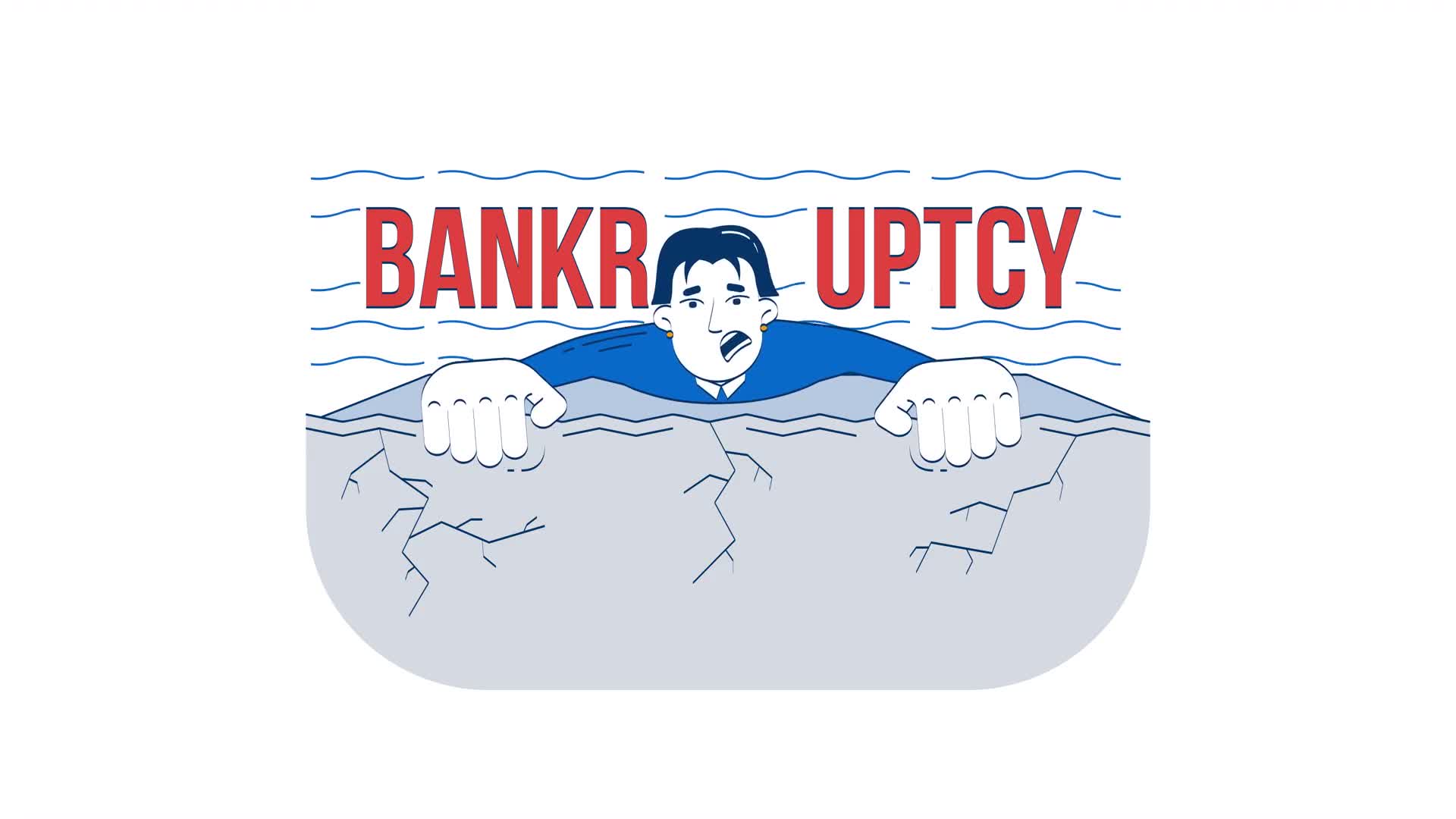Businessman Sinking In Bankruptcy Doodle