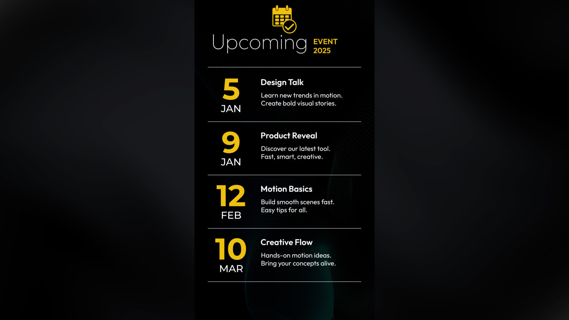 Calendar Upcoming Events Timeline Screen