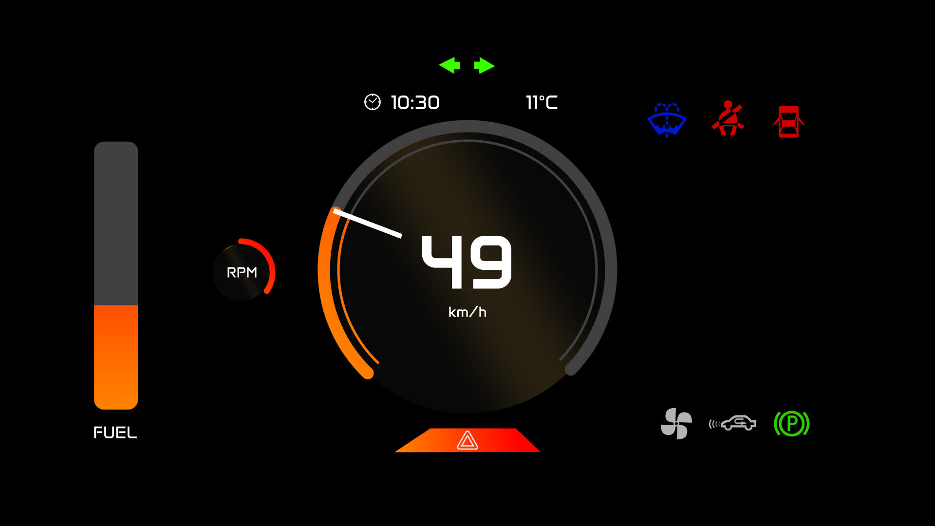 Car HMI Digital Dashboard Speedometer And Fuel Indicator