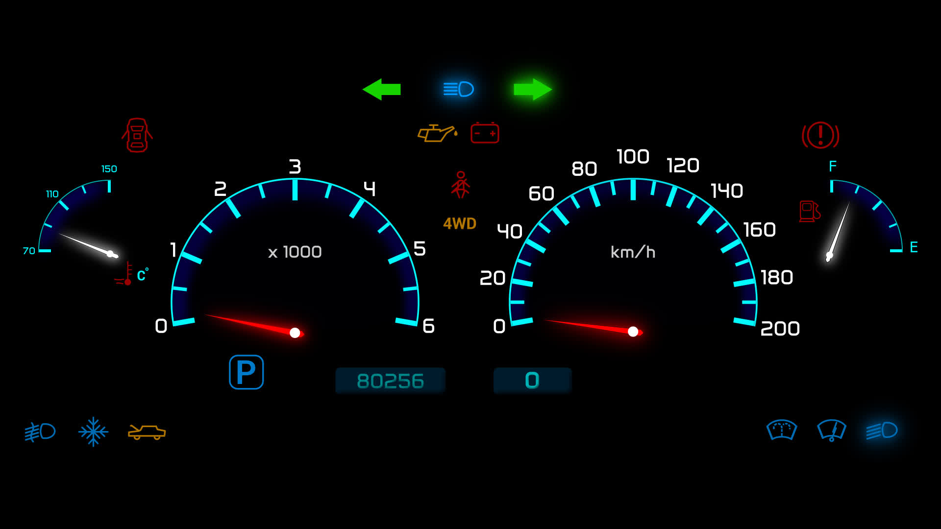 Car PRM Speedometer With Fuel And Temperature Gauge