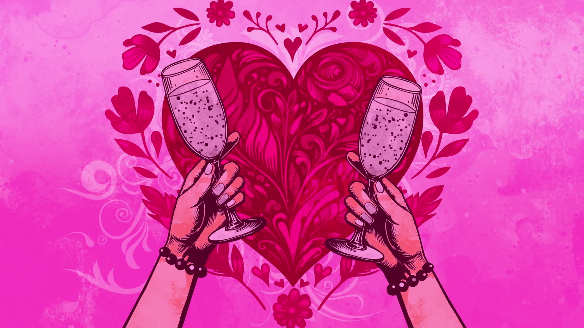 Cheers Girls Champagne Glasses Celebration