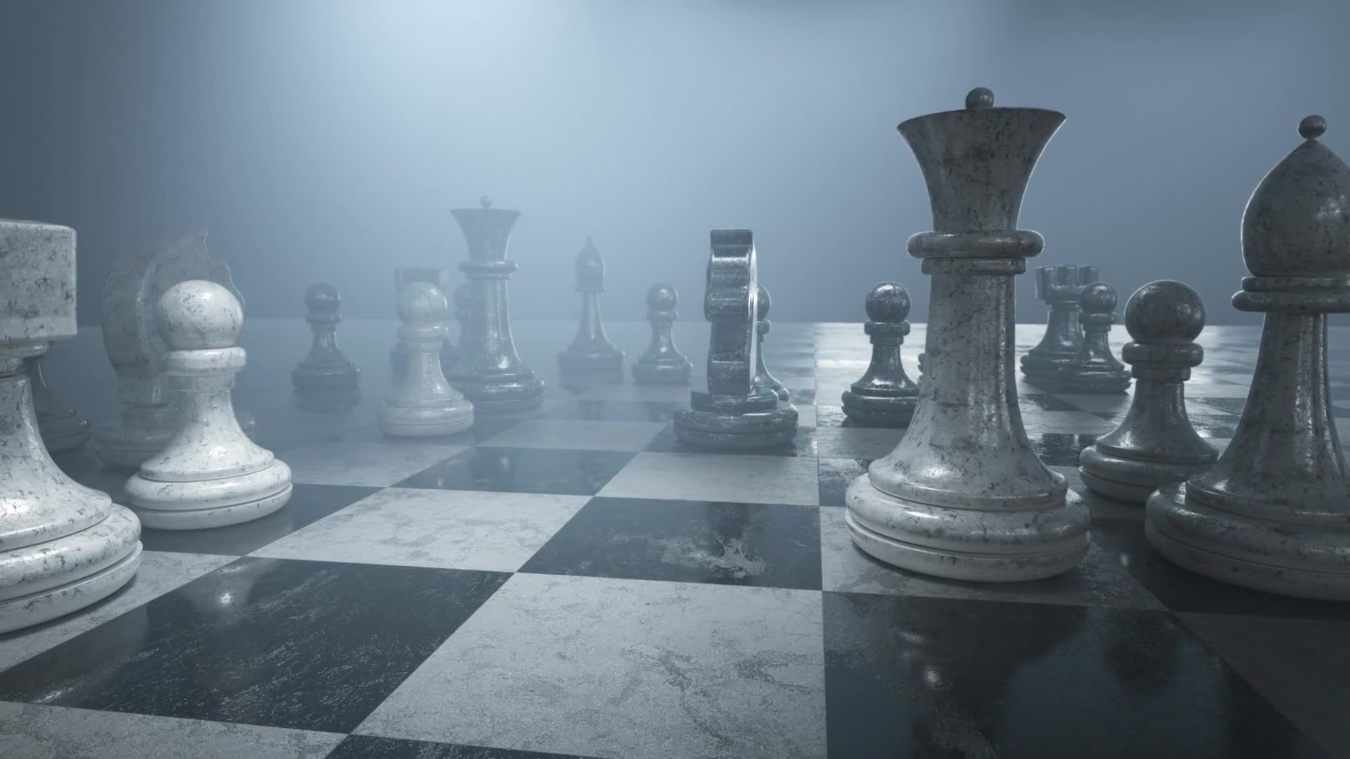 Chess Figures On Wooden Board