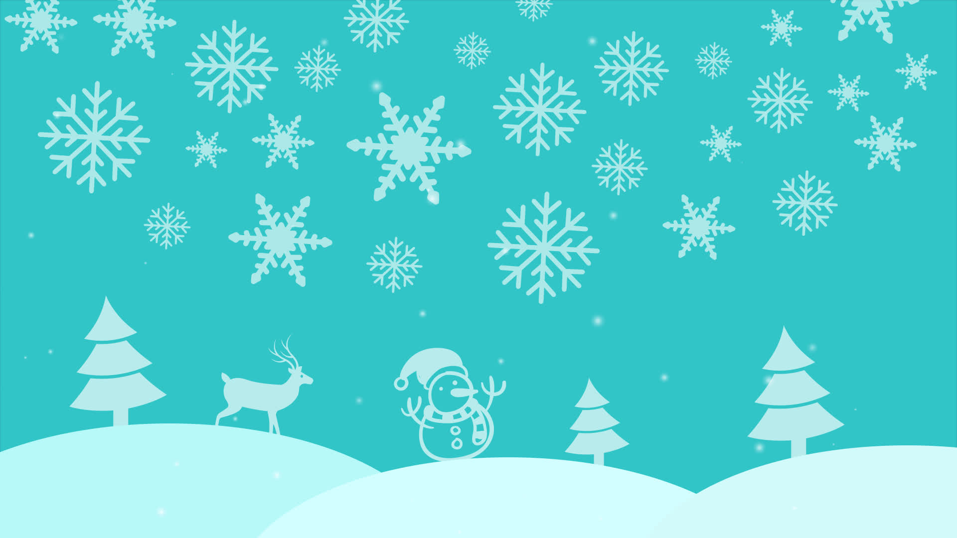 Christmas Background Dancing Deer Tree Snowman