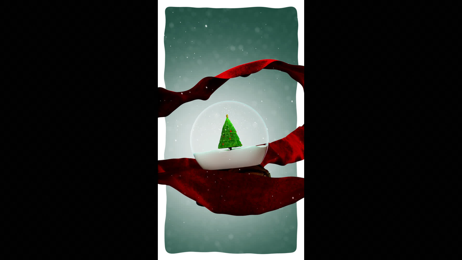 Christmas Snow Globe With Fabric Background