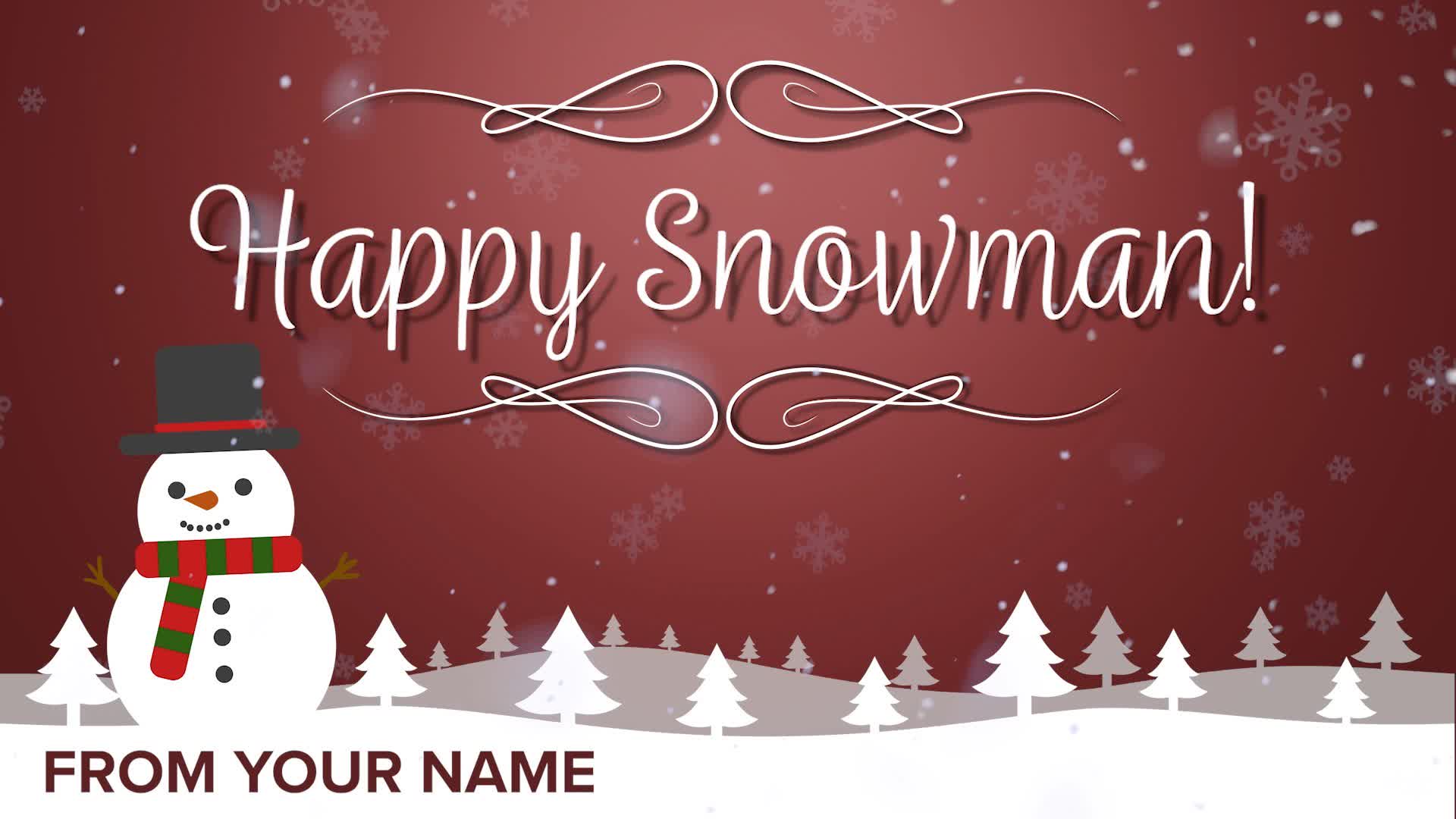 Christmas Snowman Cartoon Postcard