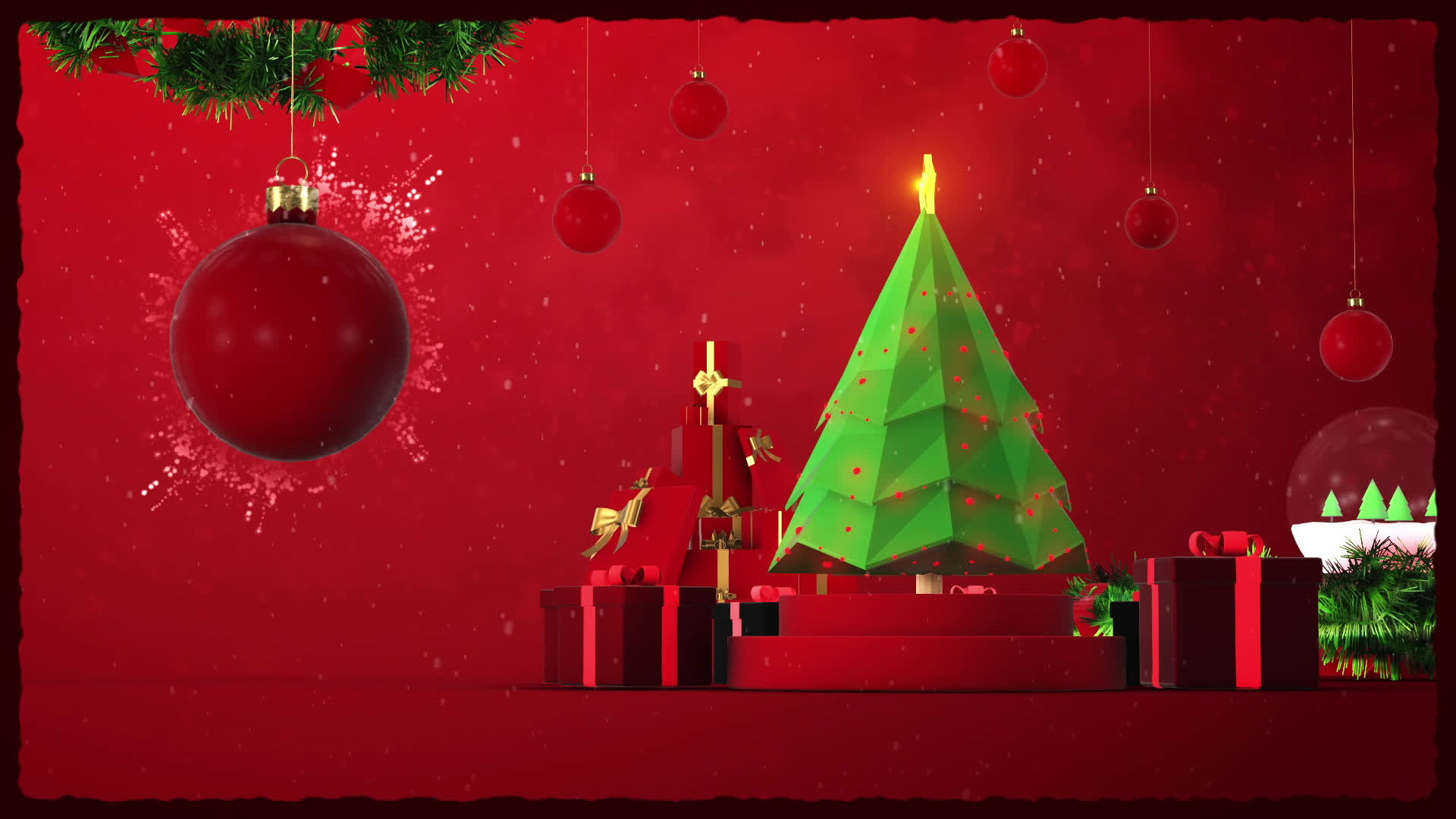 Red 3D Christmas Tree Background