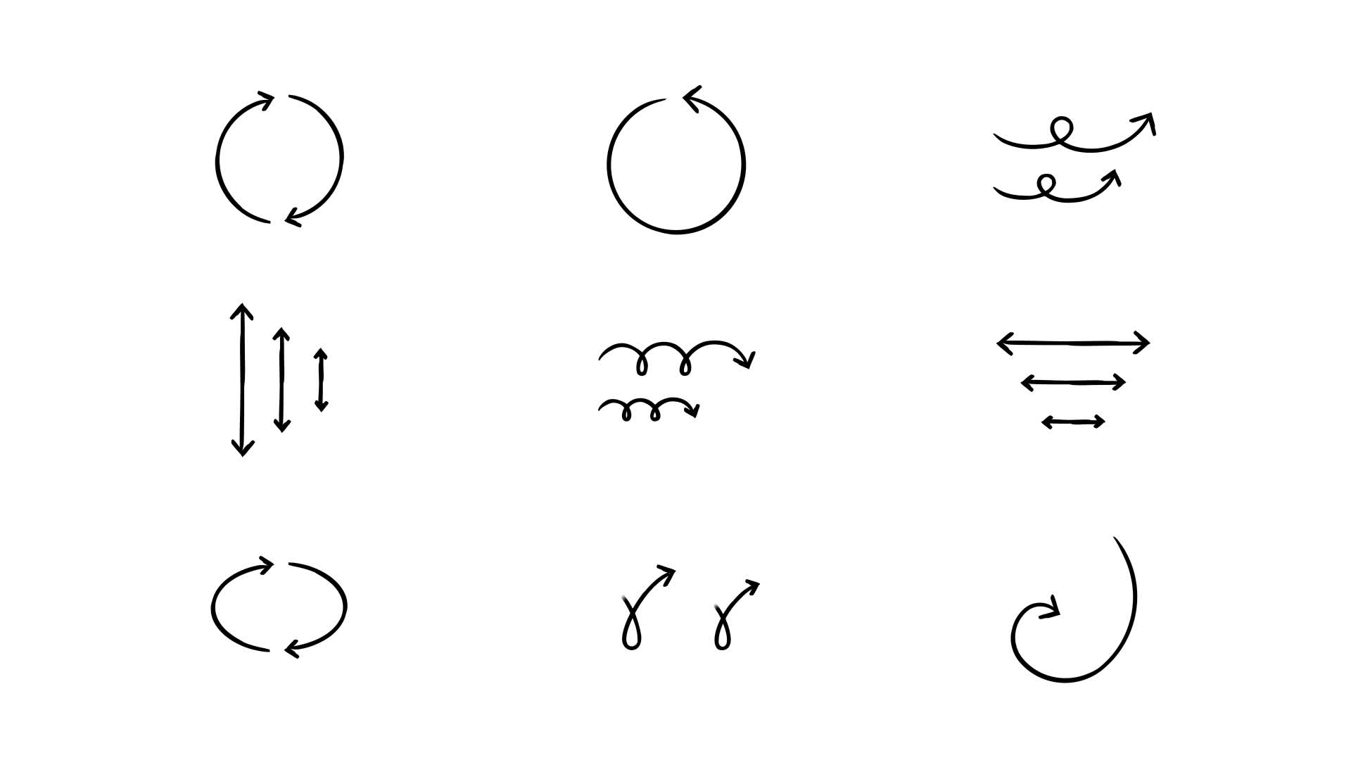 Circular Curved Sketch Arrows Set