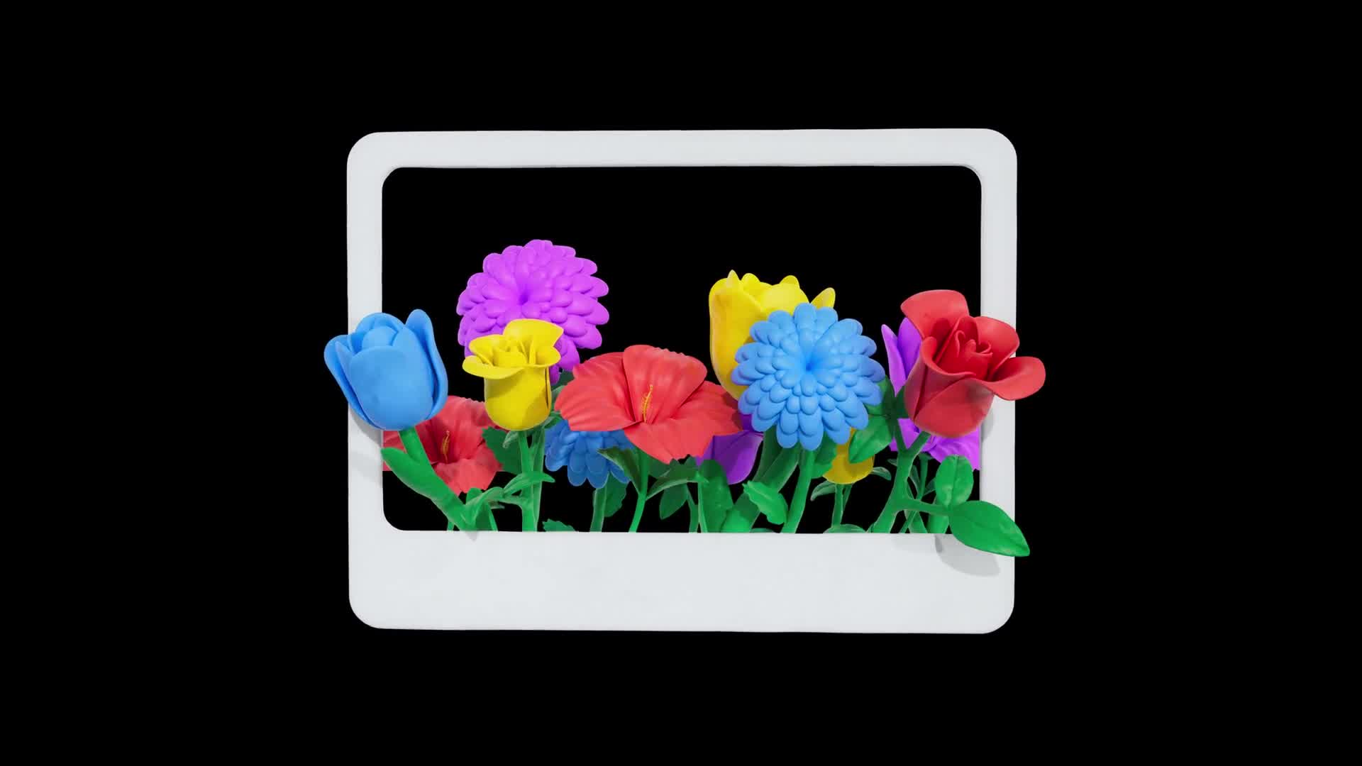 Colorful Animated Flower Basket Swaying on Transparent Background On Alpha